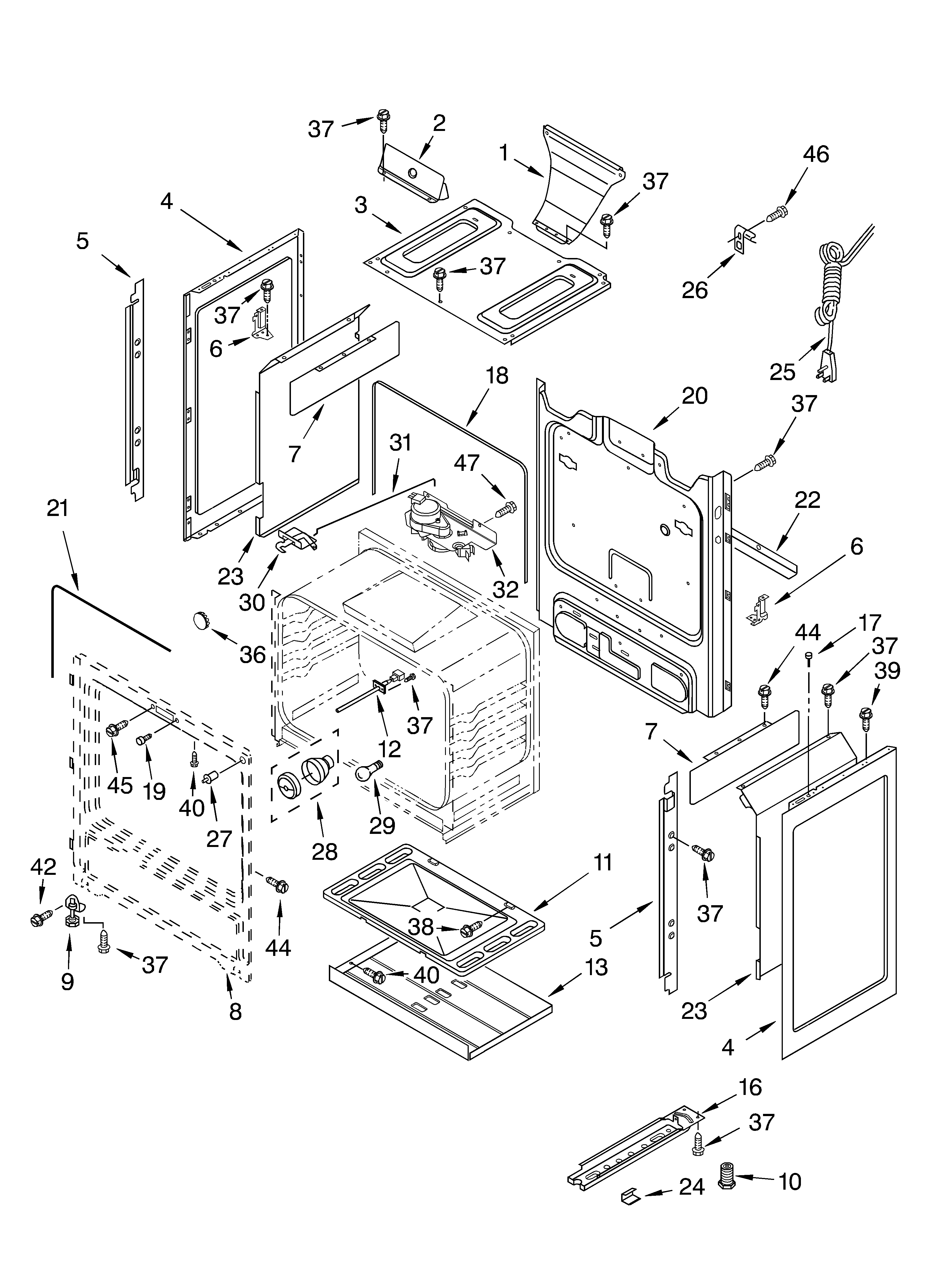 Whirlpool GS470LEKB0 chassis parts diagram