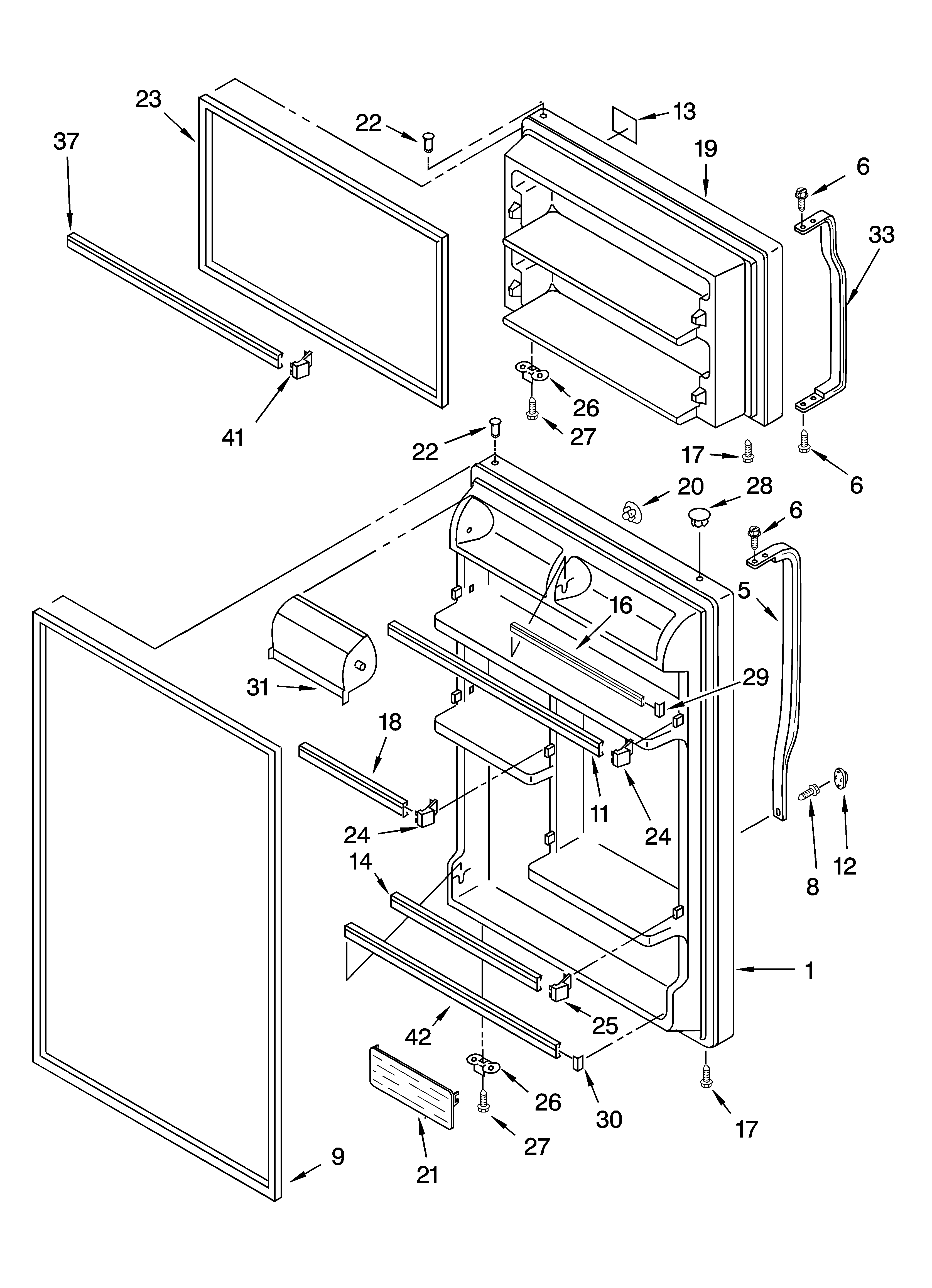 Whirlpool 8ET1MTKXKT05 door parts diagram