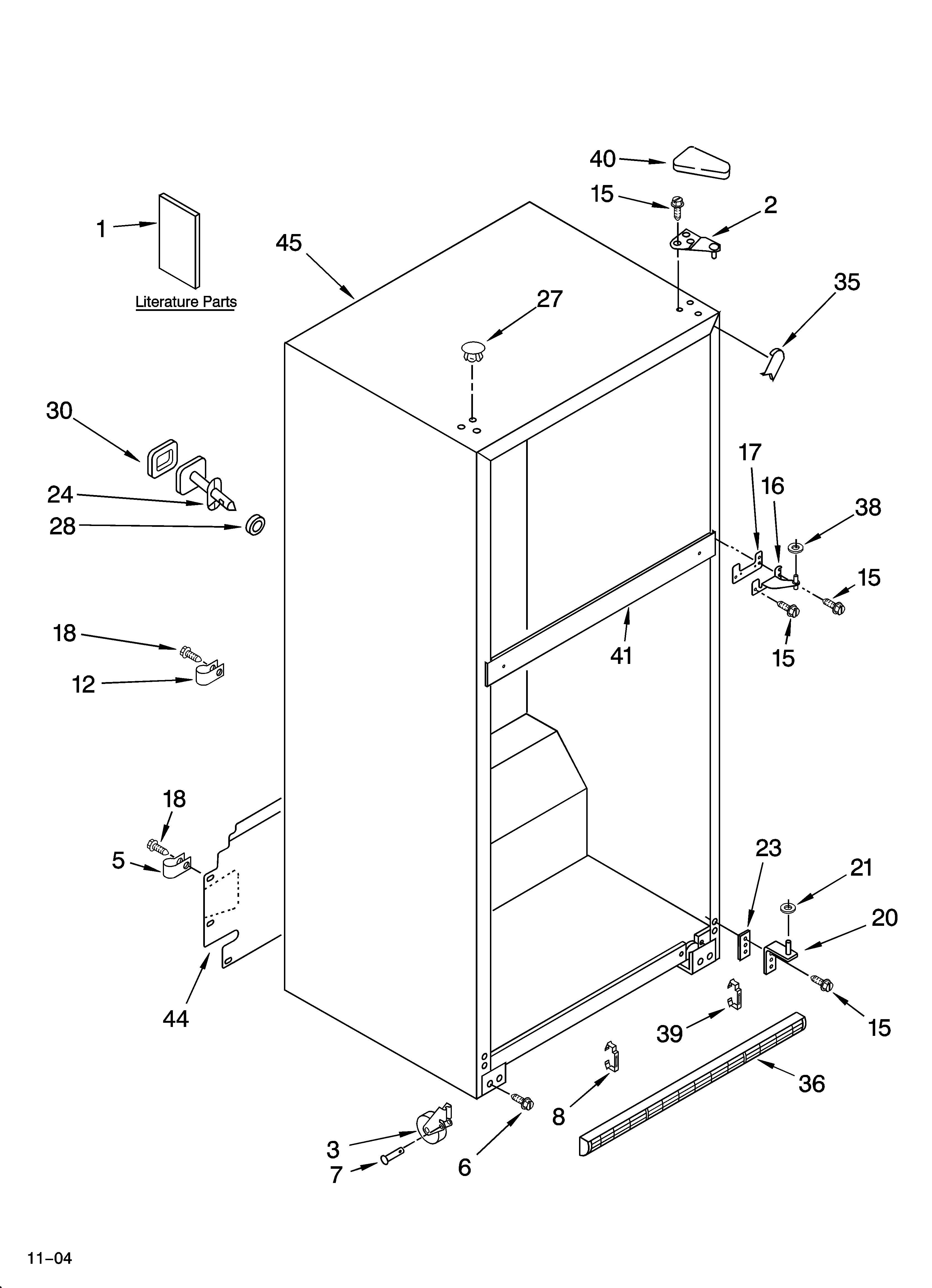 Whirlpool 8ET8MTKXKT05 cabinet parts diagram
