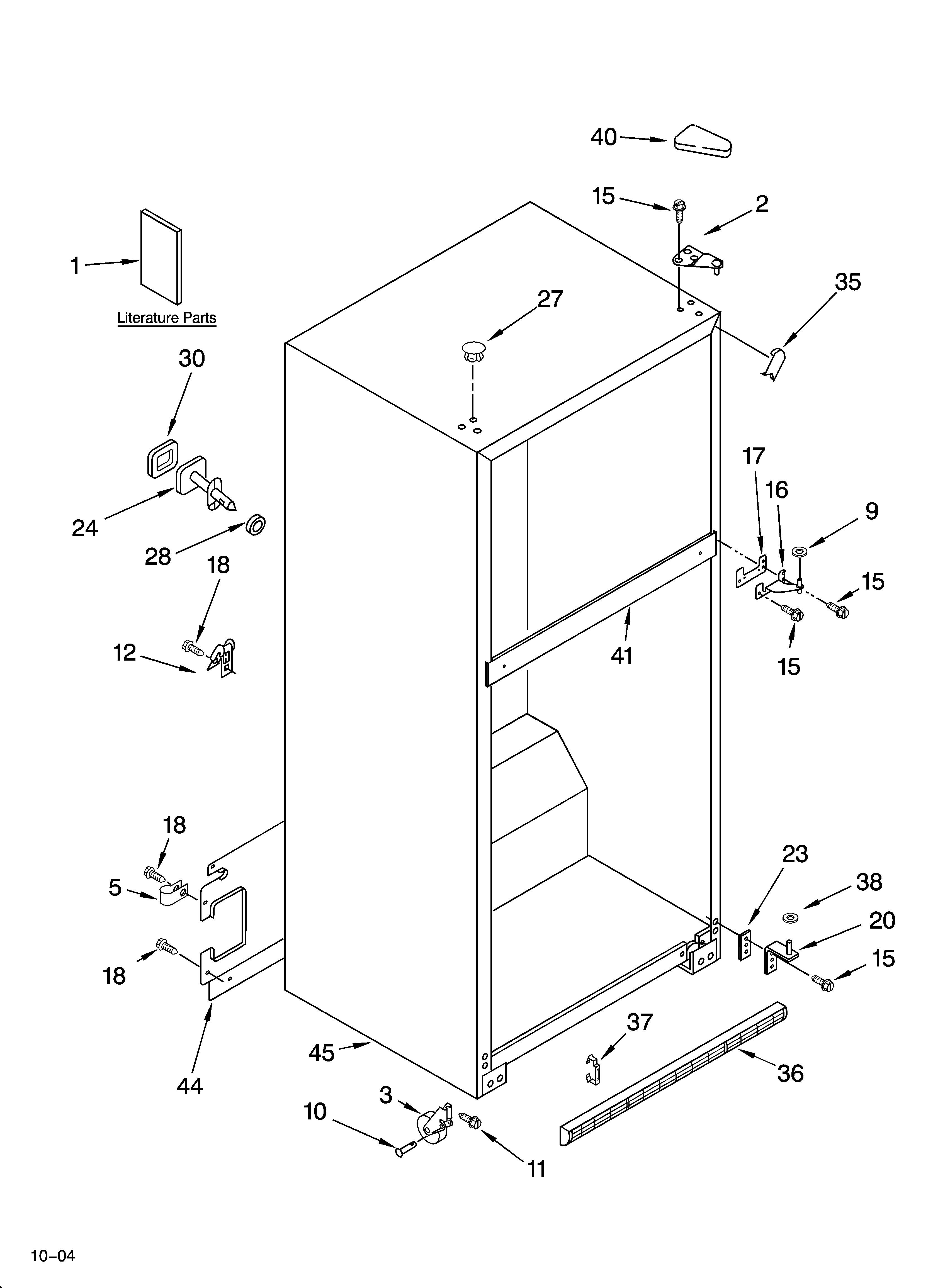 Whirlpool ET1MHKXMT01 cabinet parts diagram