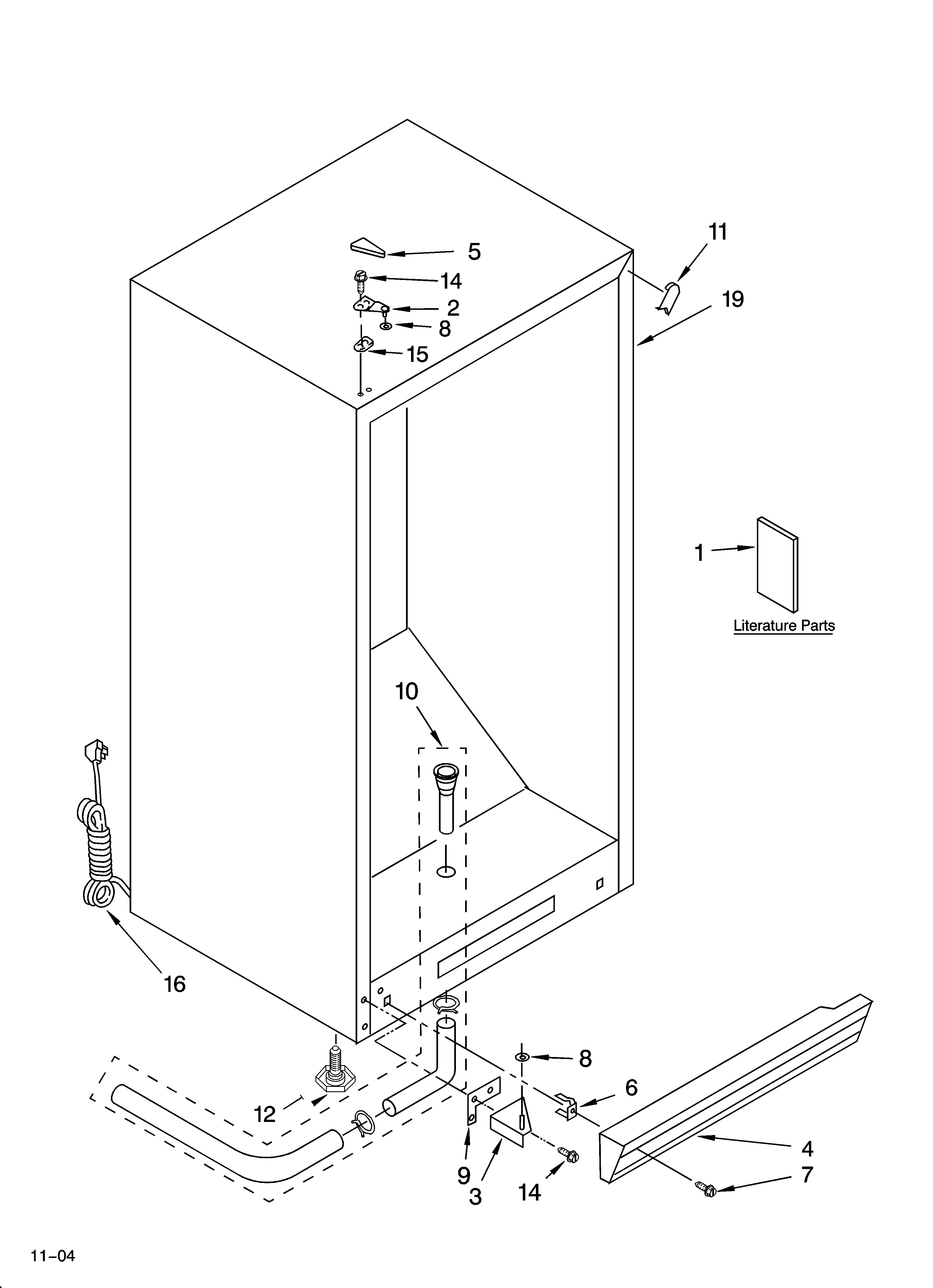 Whirlpool EV150NXMQ02 cabinet parts diagram