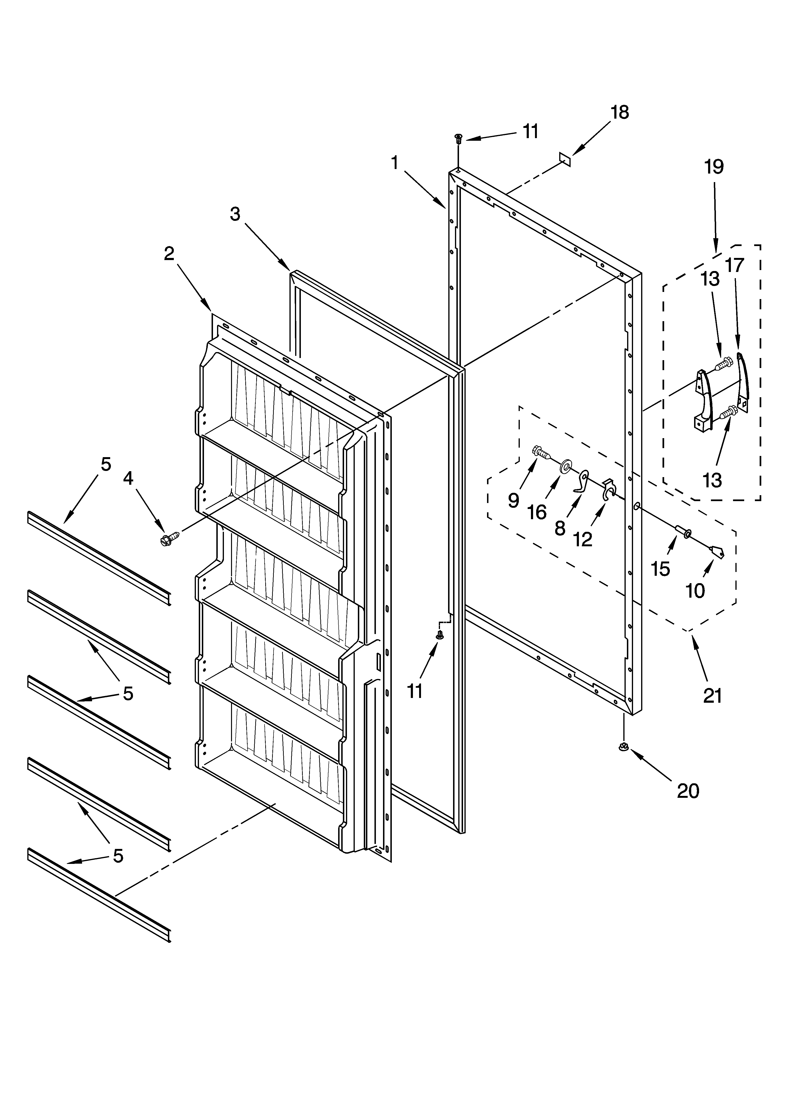 Whirlpool EV150NXMQ02 door parts diagram