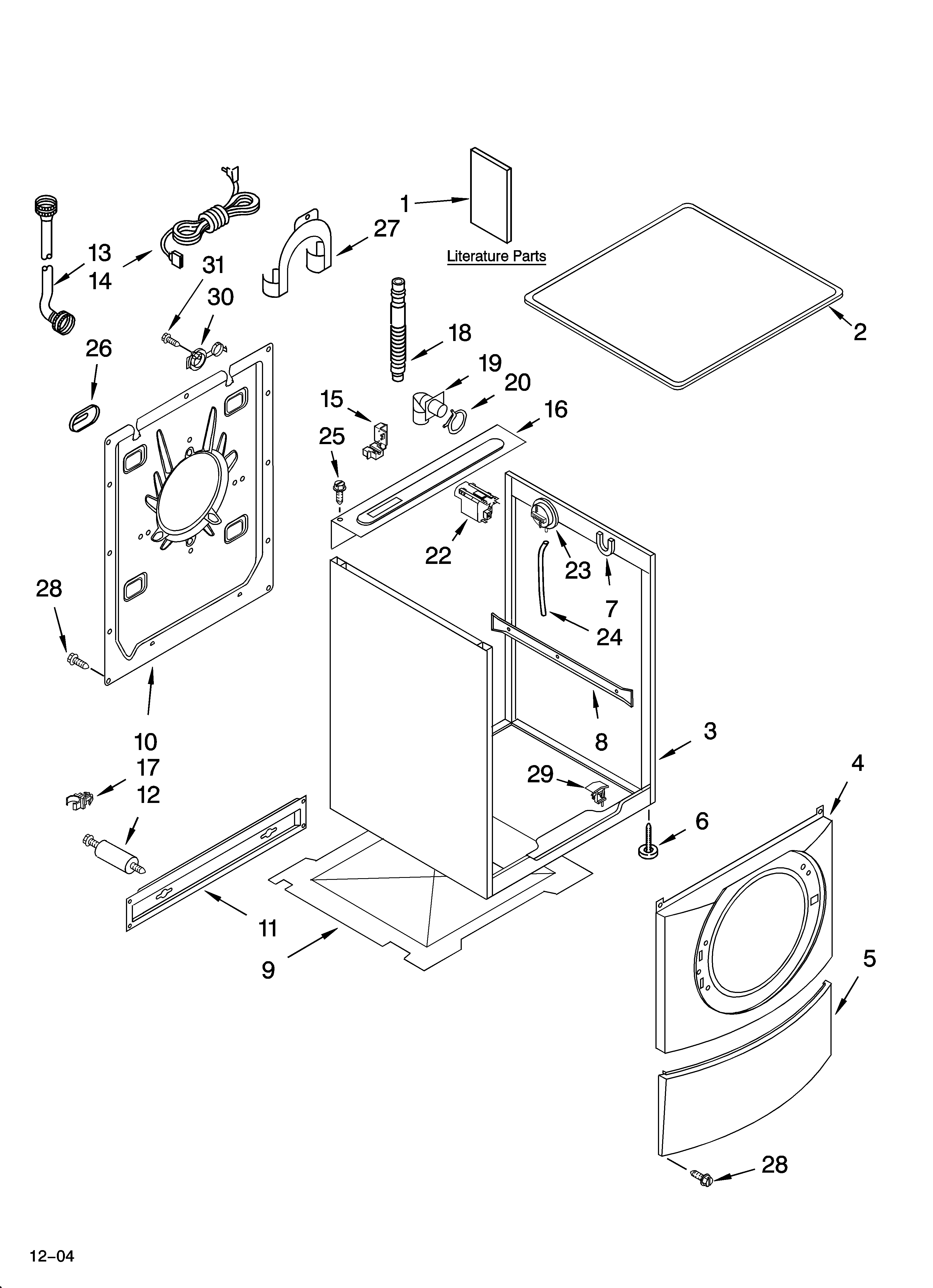 Whirlpool GHW9160PW0 top and cabinet parts diagram