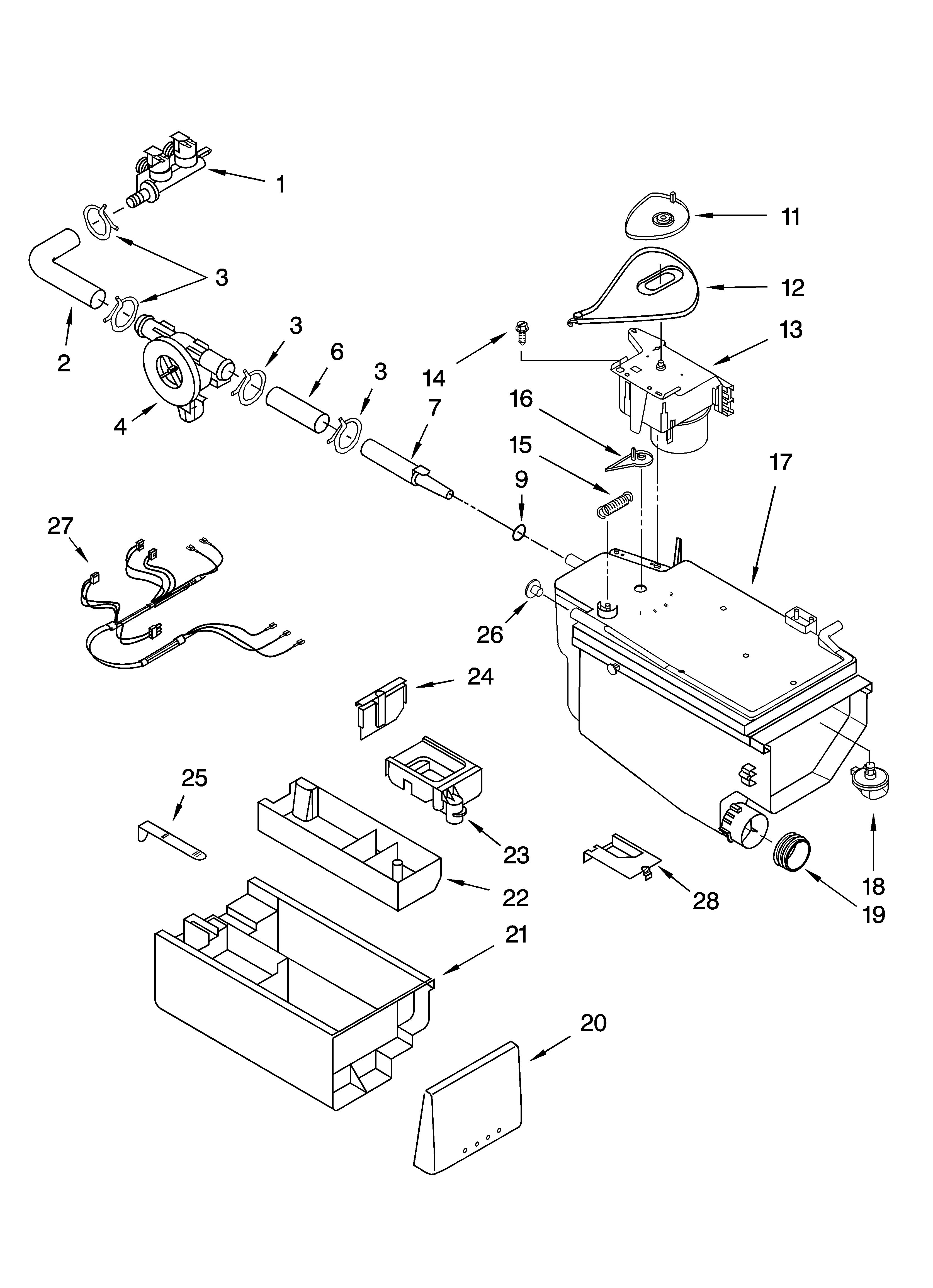 Whirlpool GHW9160PW0 dispenser parts diagram