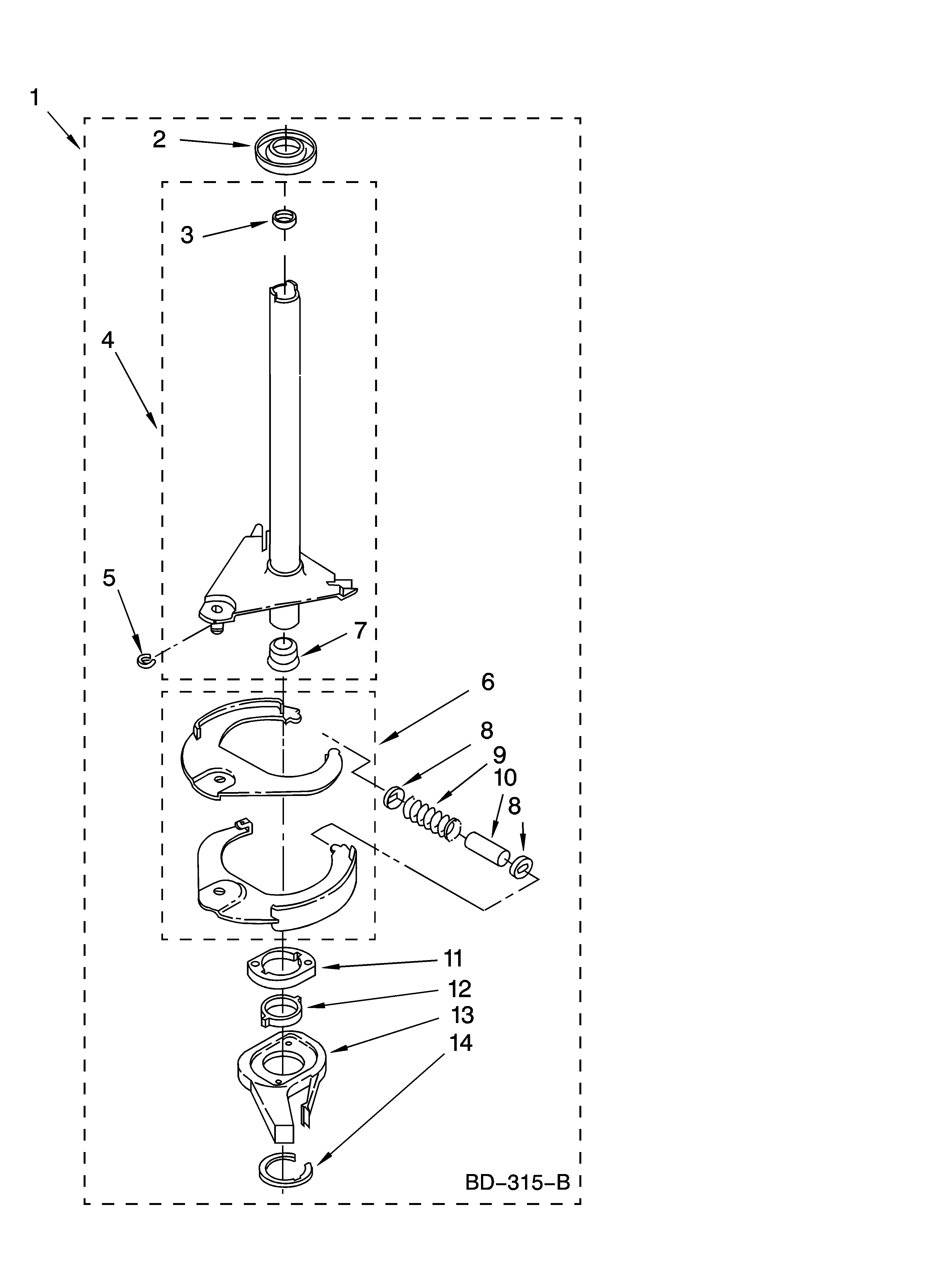 Whirlpool LSQ9660PG2 brake and drive tube parts diagram