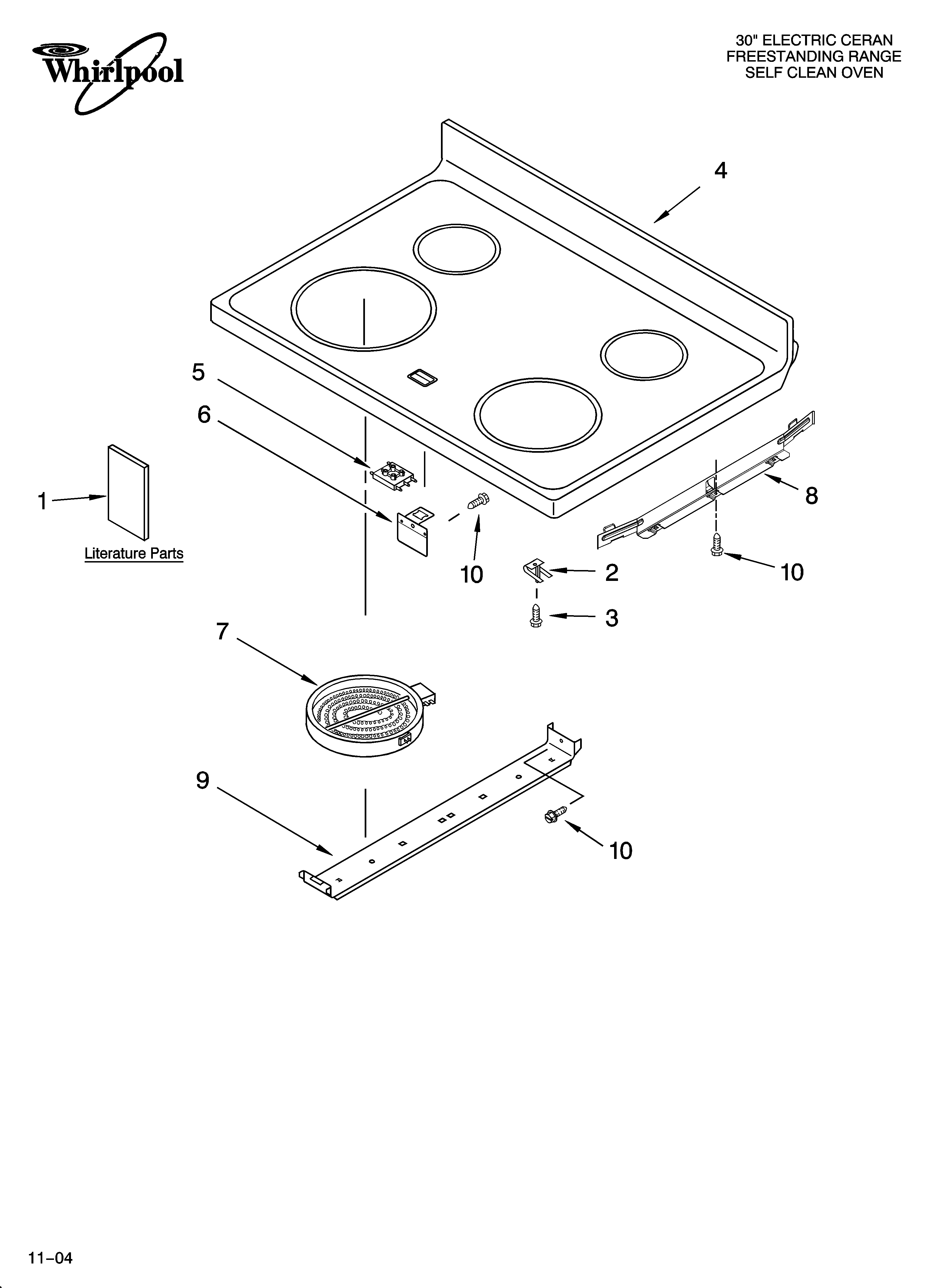 Whirlpool WERP4210PQ0 cooktop parts diagram