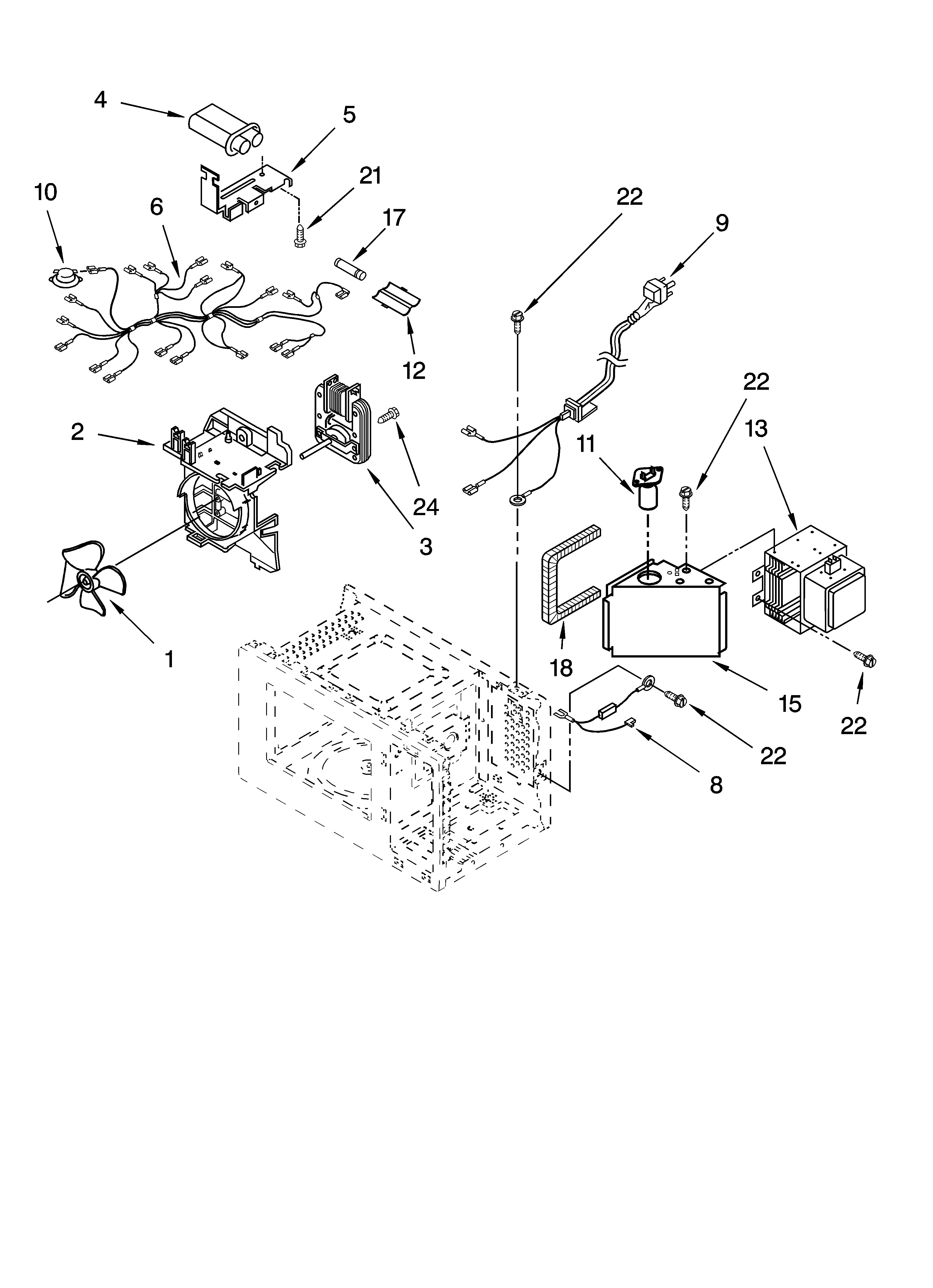 KitchenAid KCMS145KBU0 oven interior parts diagram