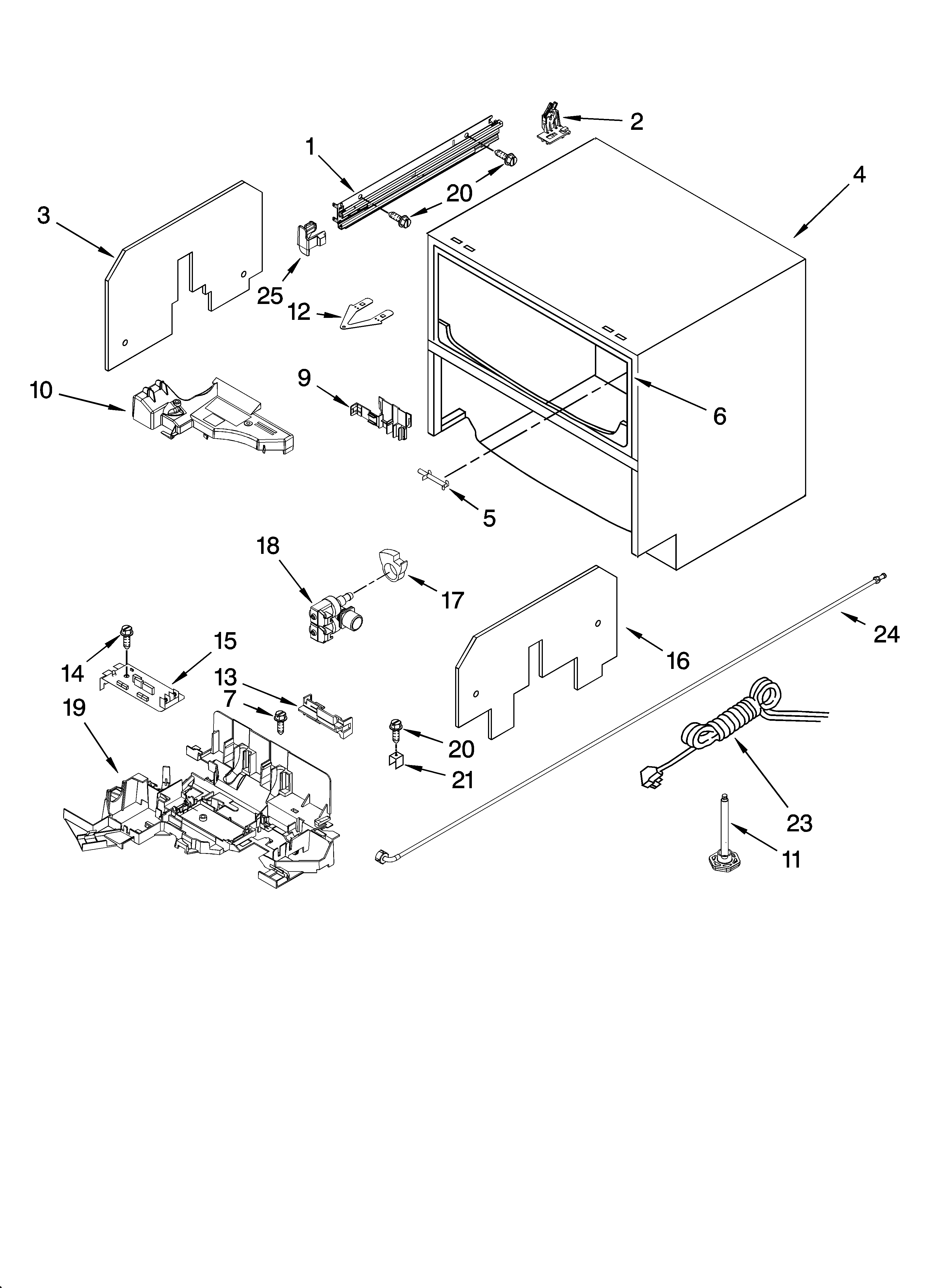 KitchenAid KUDD01DPPA0 cabinet parts diagram