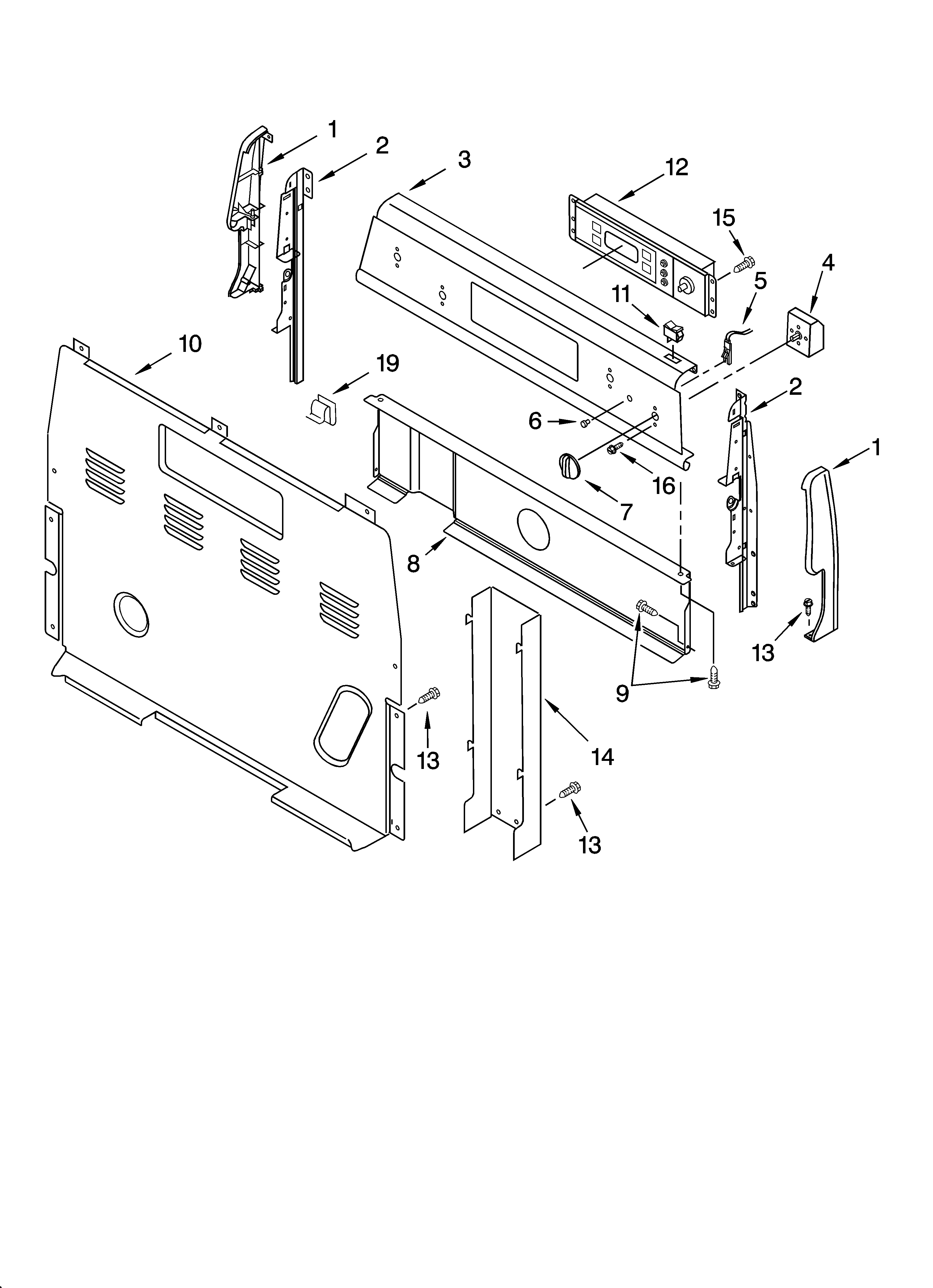 Whirlpool RF196LXMQ2 control panel parts diagram