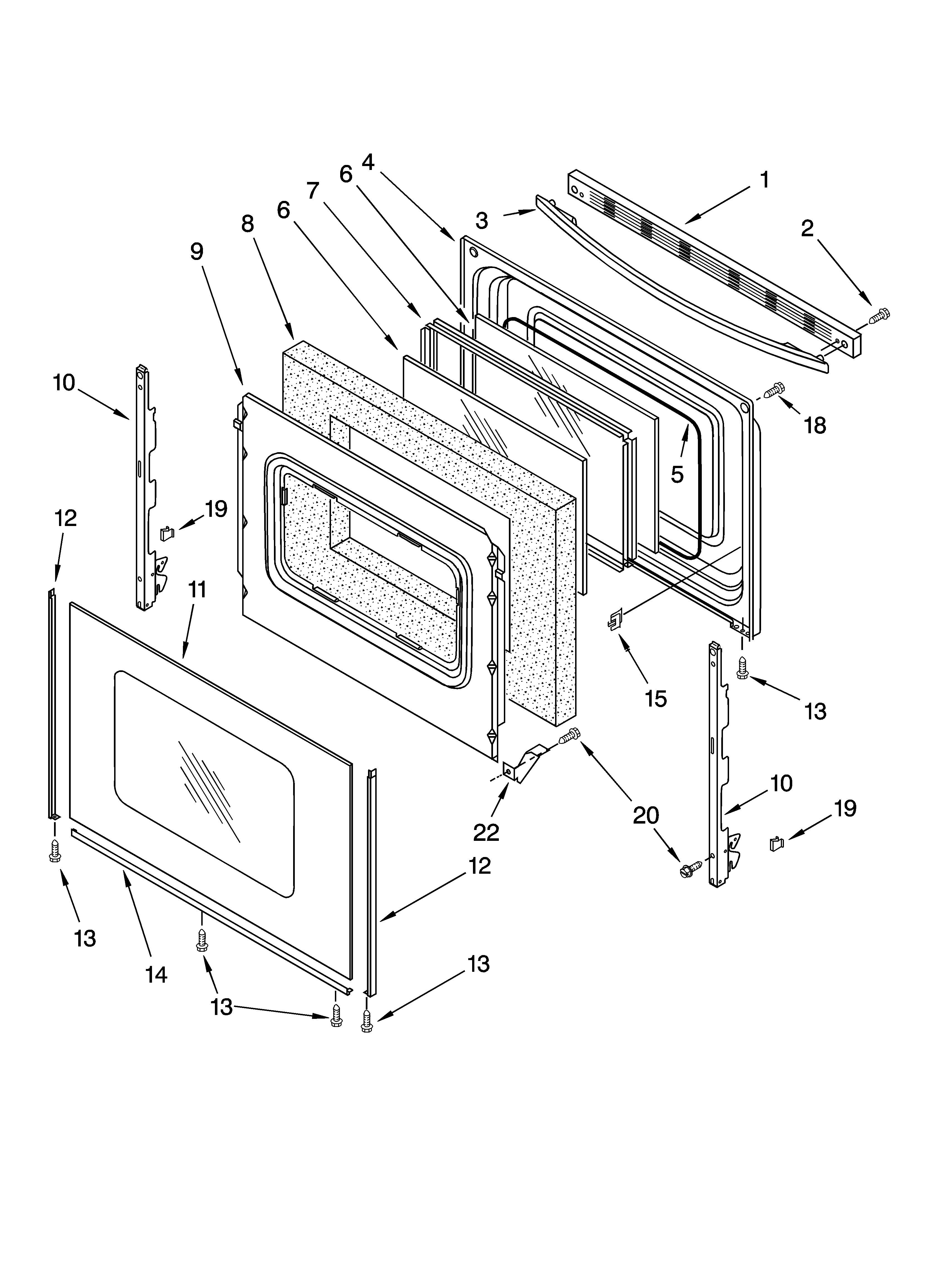 Whirlpool RF196LXMQ2 door parts diagram