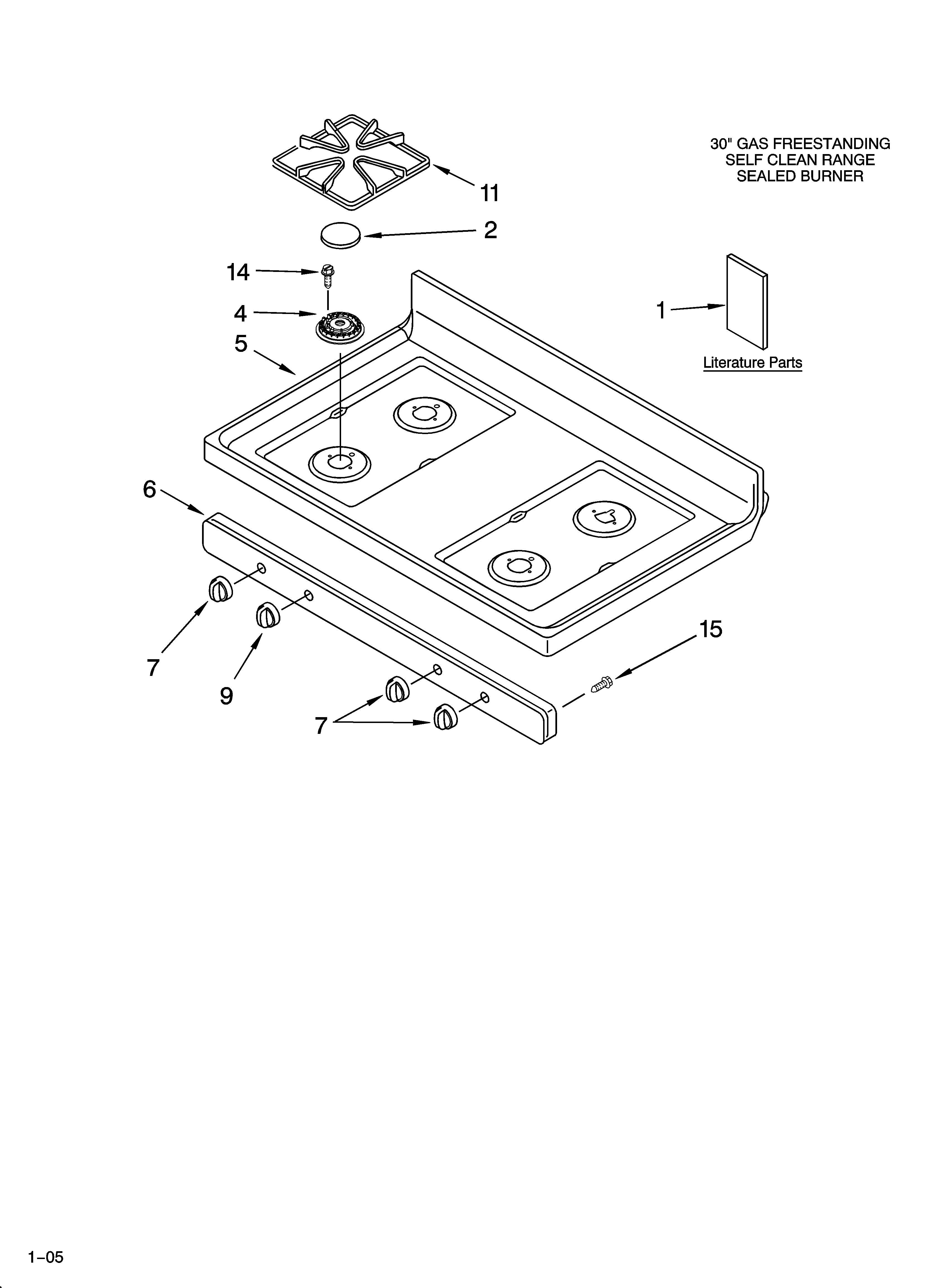 Whirlpool SF368LEPT1 cooktop parts diagram
