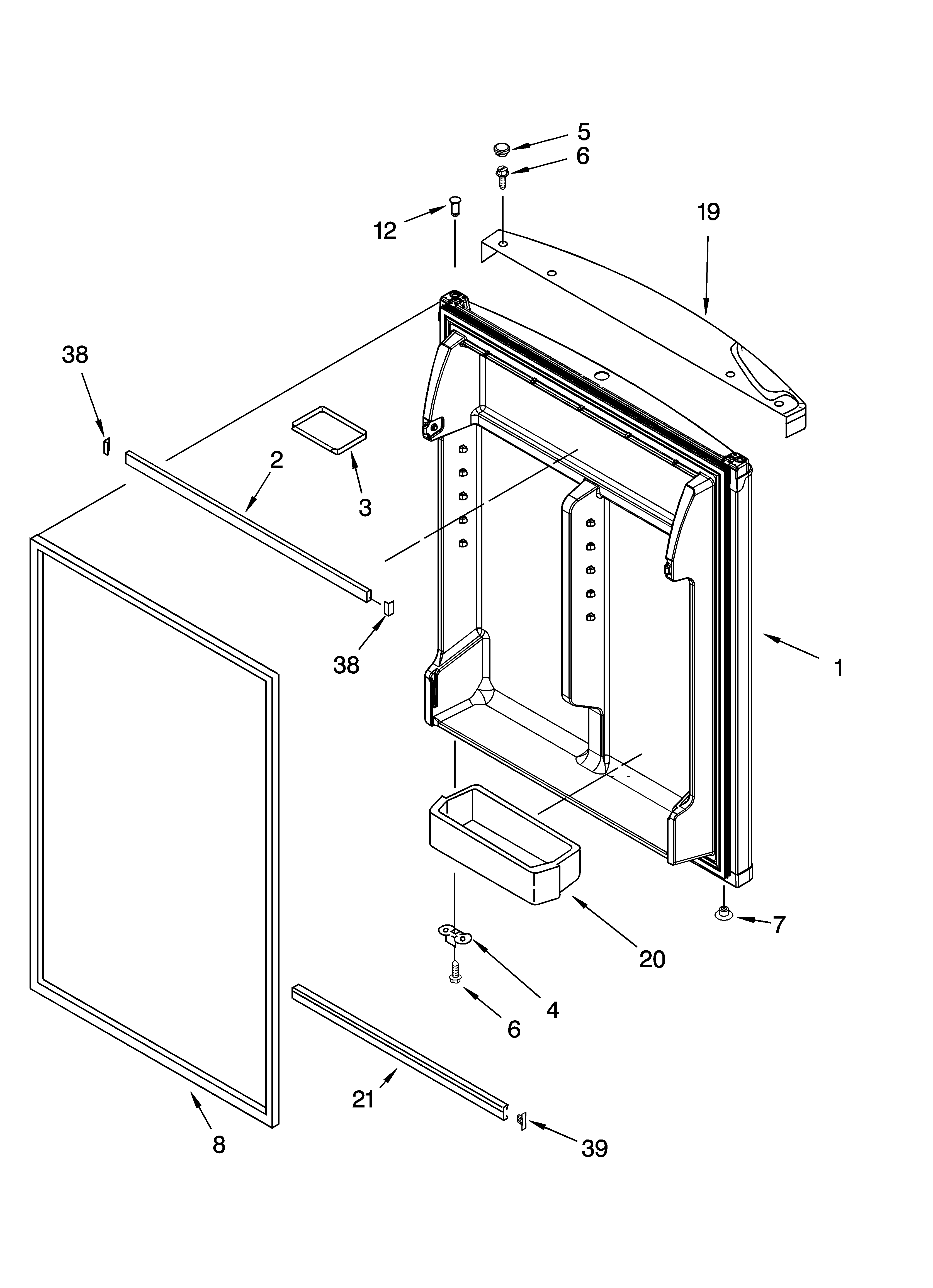 Gladiator GARF19XXPK00 bottom door parts diagram
