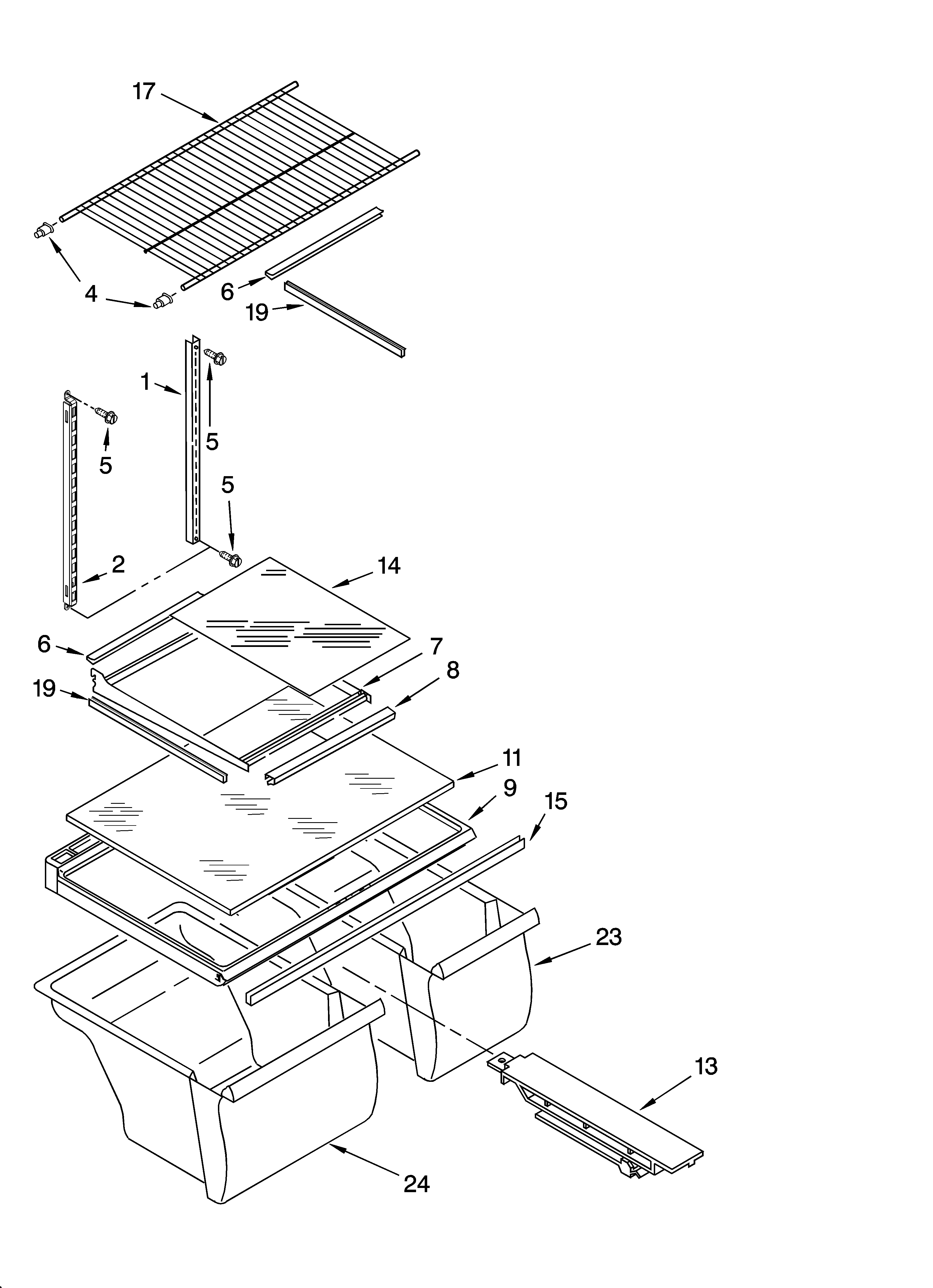 Gladiator GARF19XXPK00 shelf parts, optional parts diagram