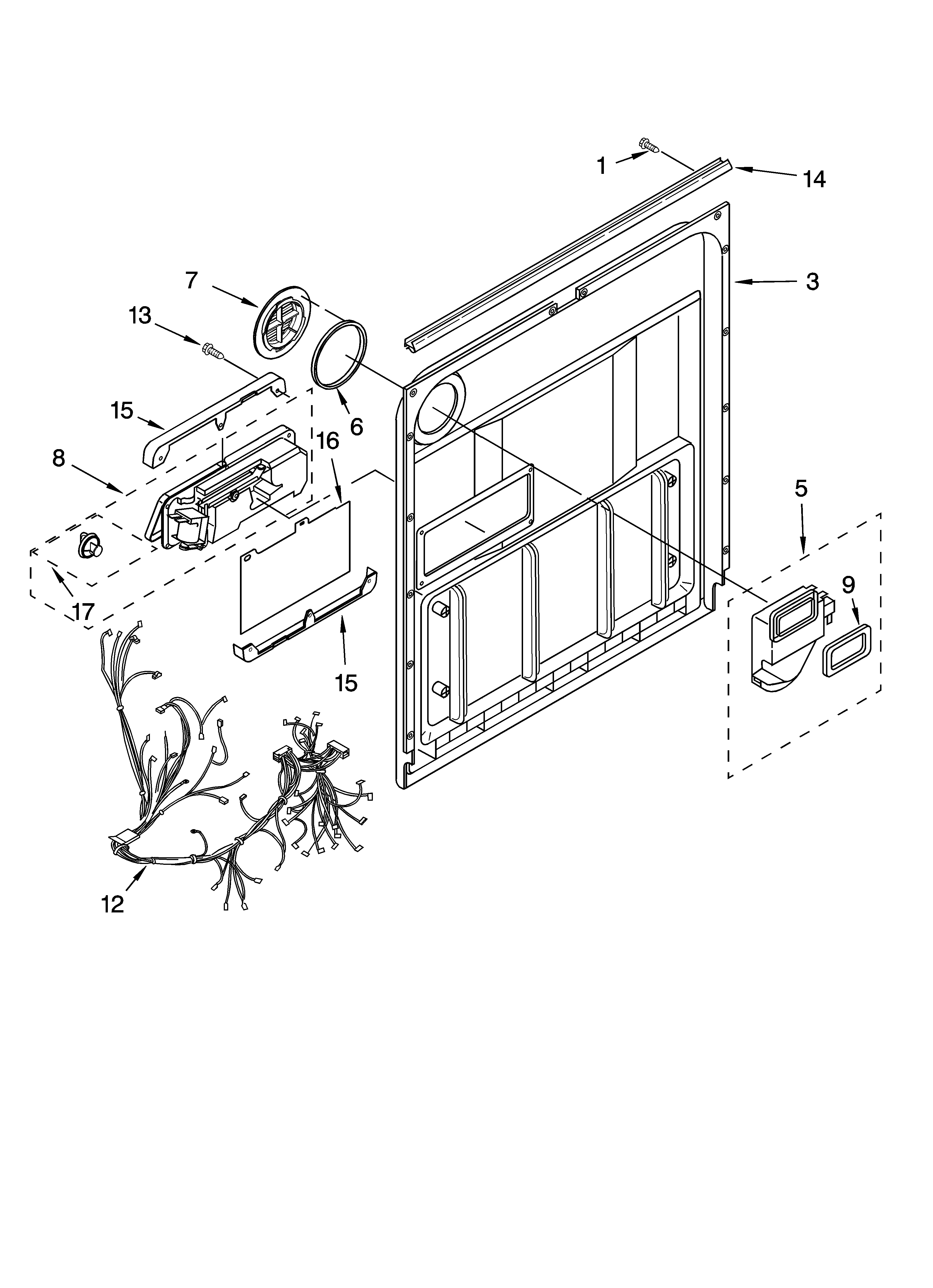 Whirlpool DU1050XTPQ3 door and latch parts diagram