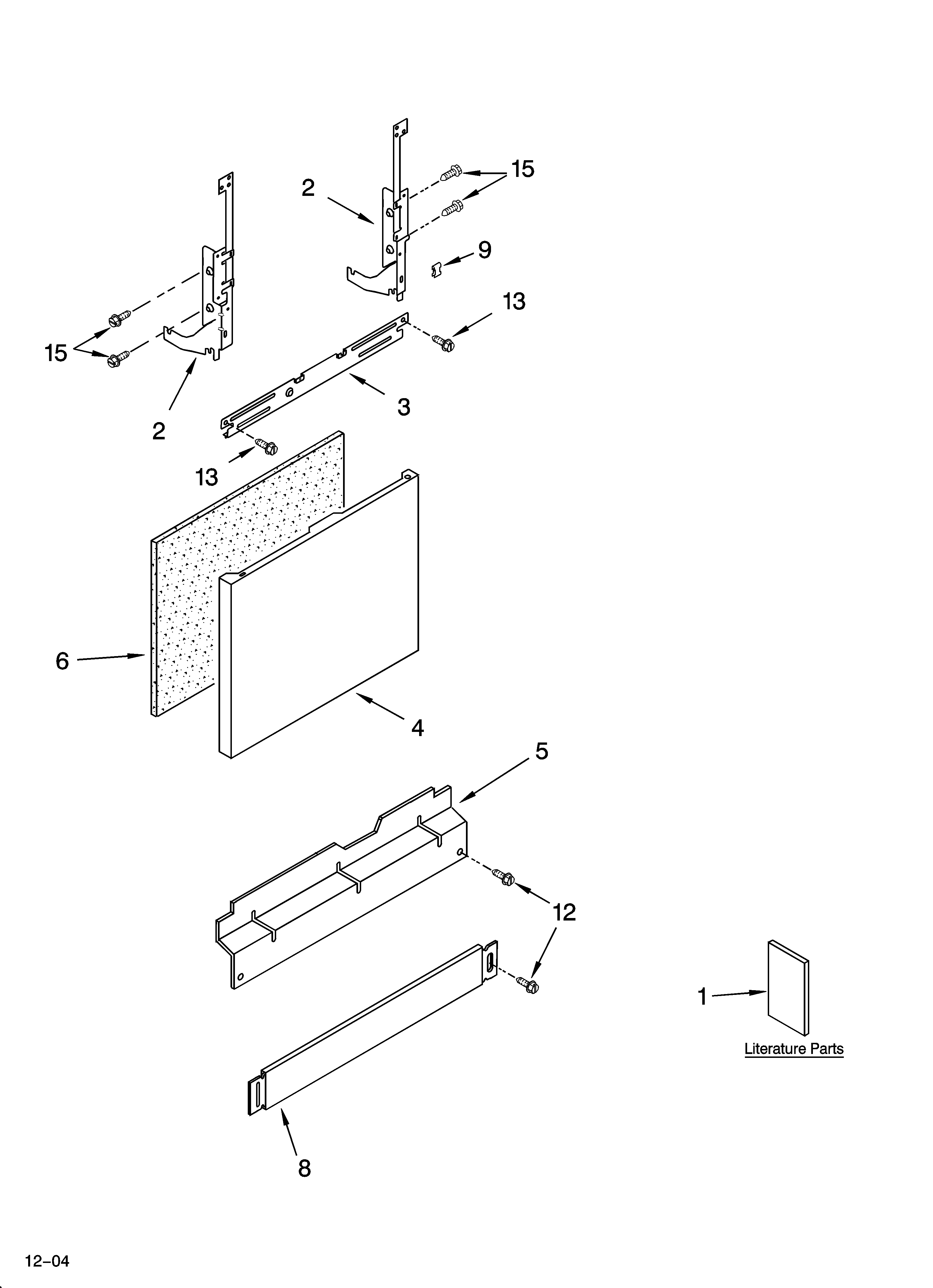 Whirlpool DU1100XTPQ3 door and panel parts diagram