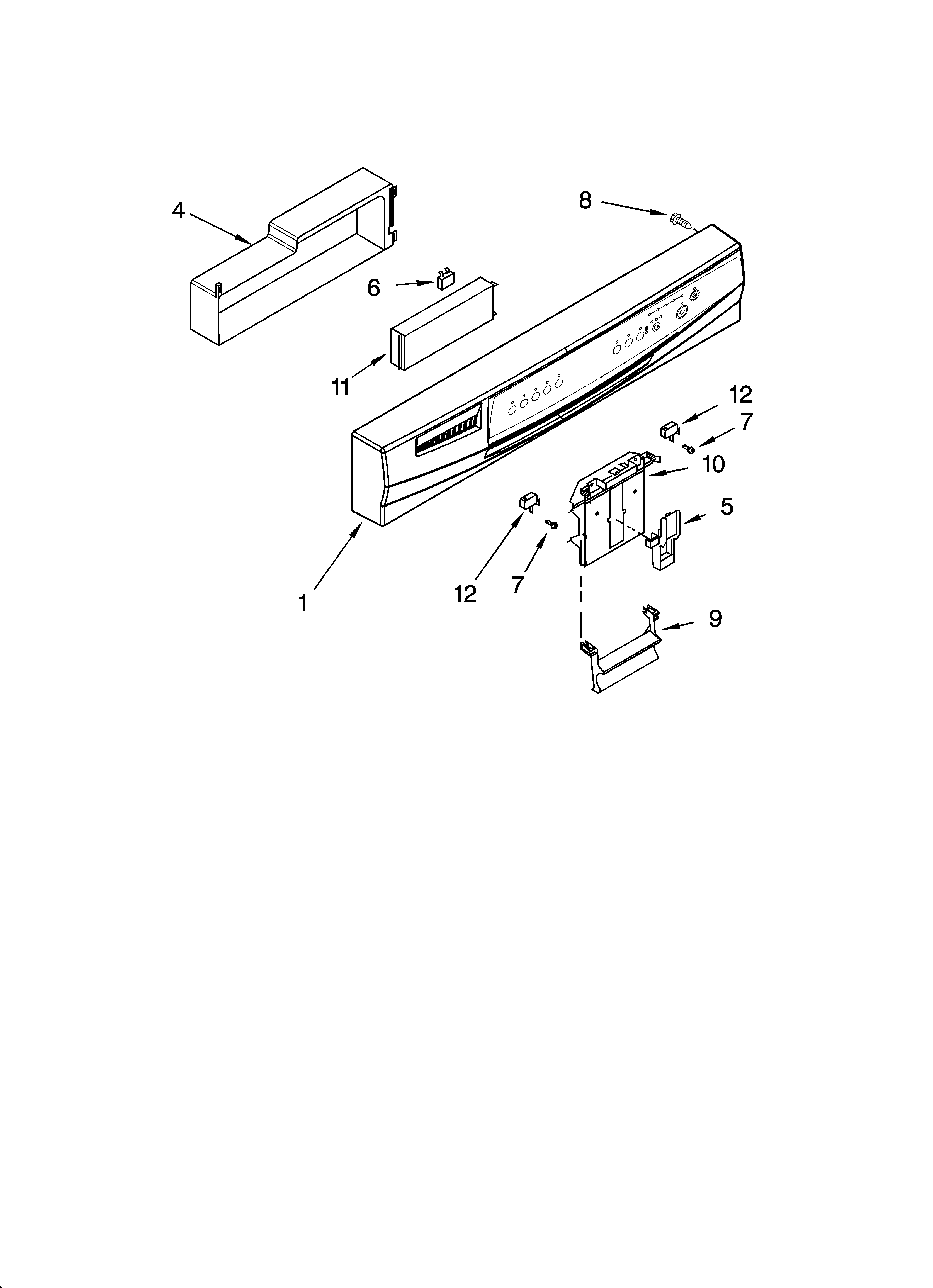 Whirlpool DU1100XTPQ3 control panel parts diagram