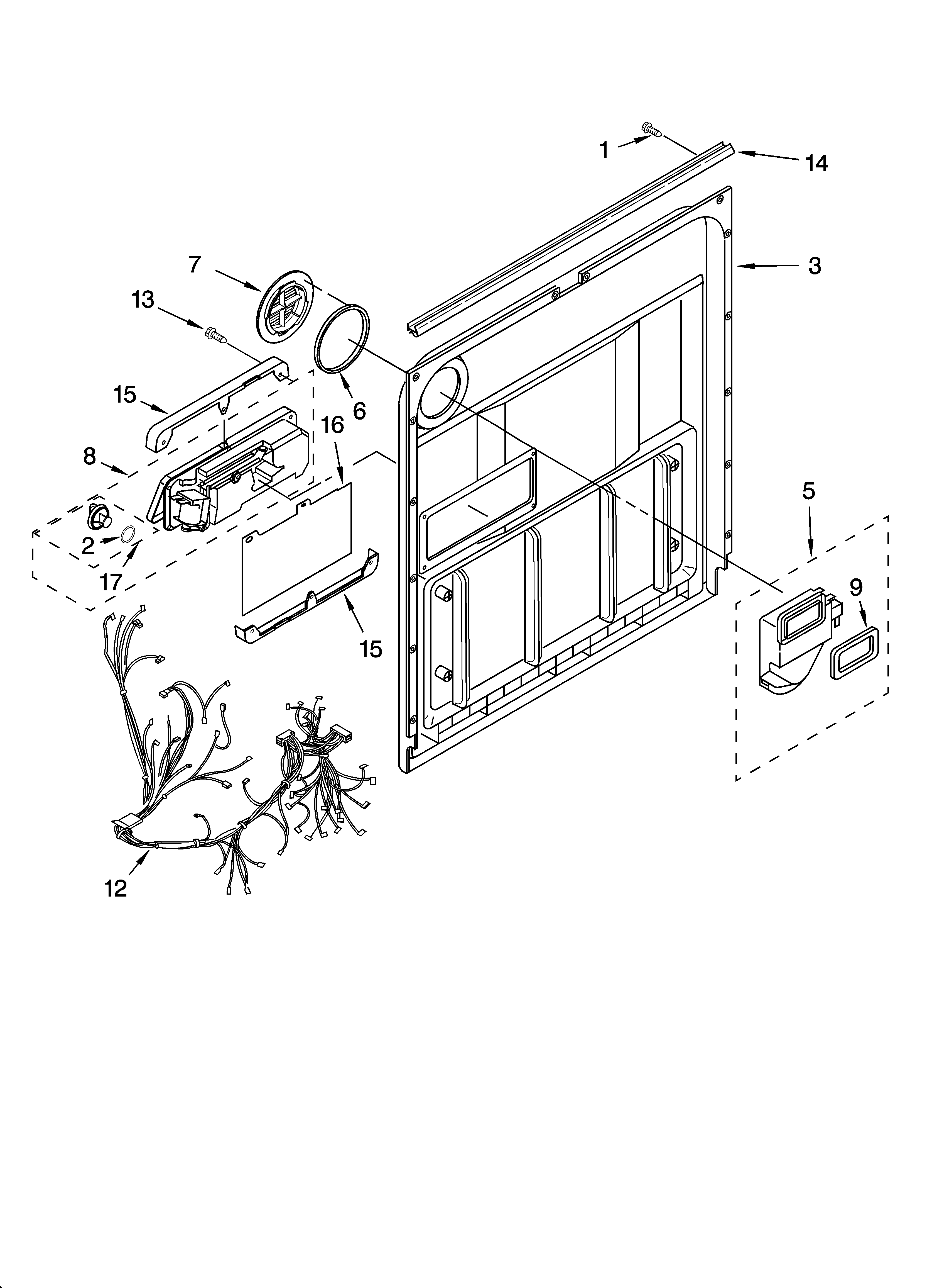Whirlpool DU1145XTPQ0 door and latch parts diagram
