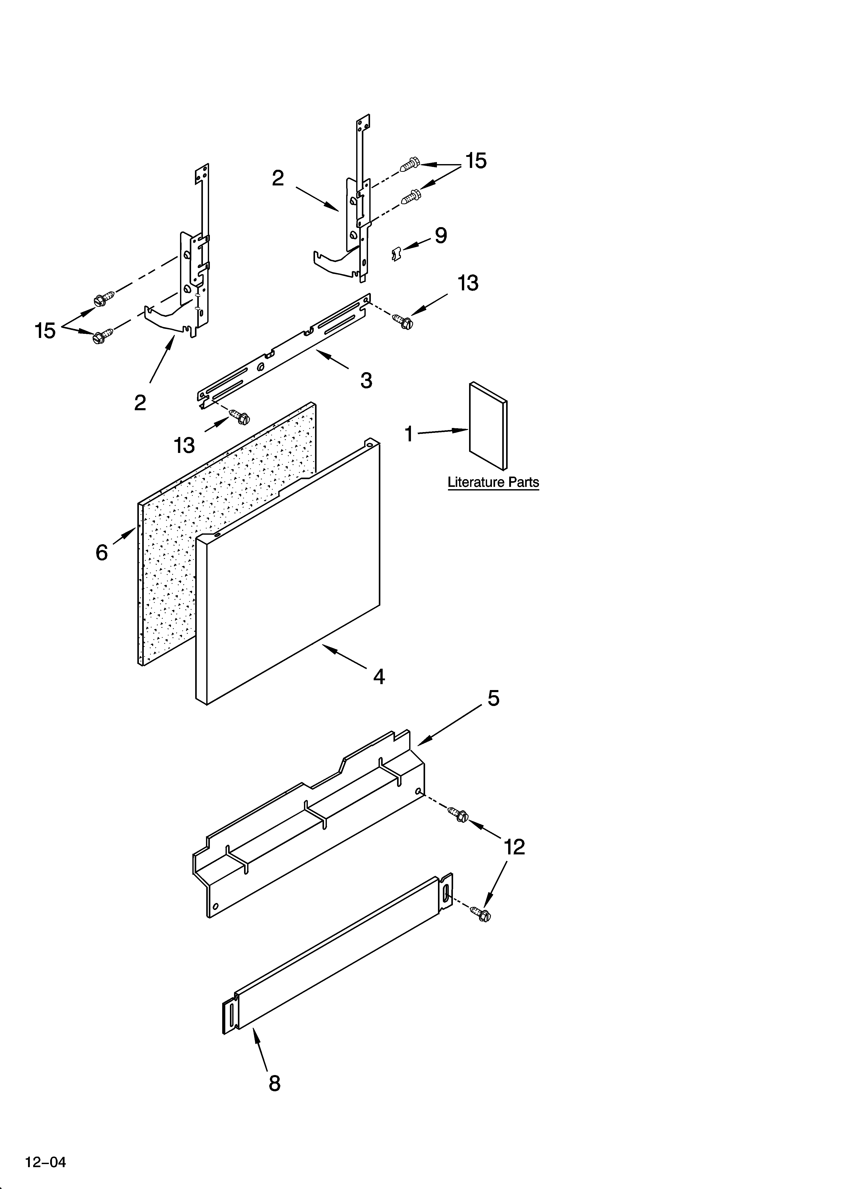 Whirlpool DUL240XTPB3 door and panel parts diagram