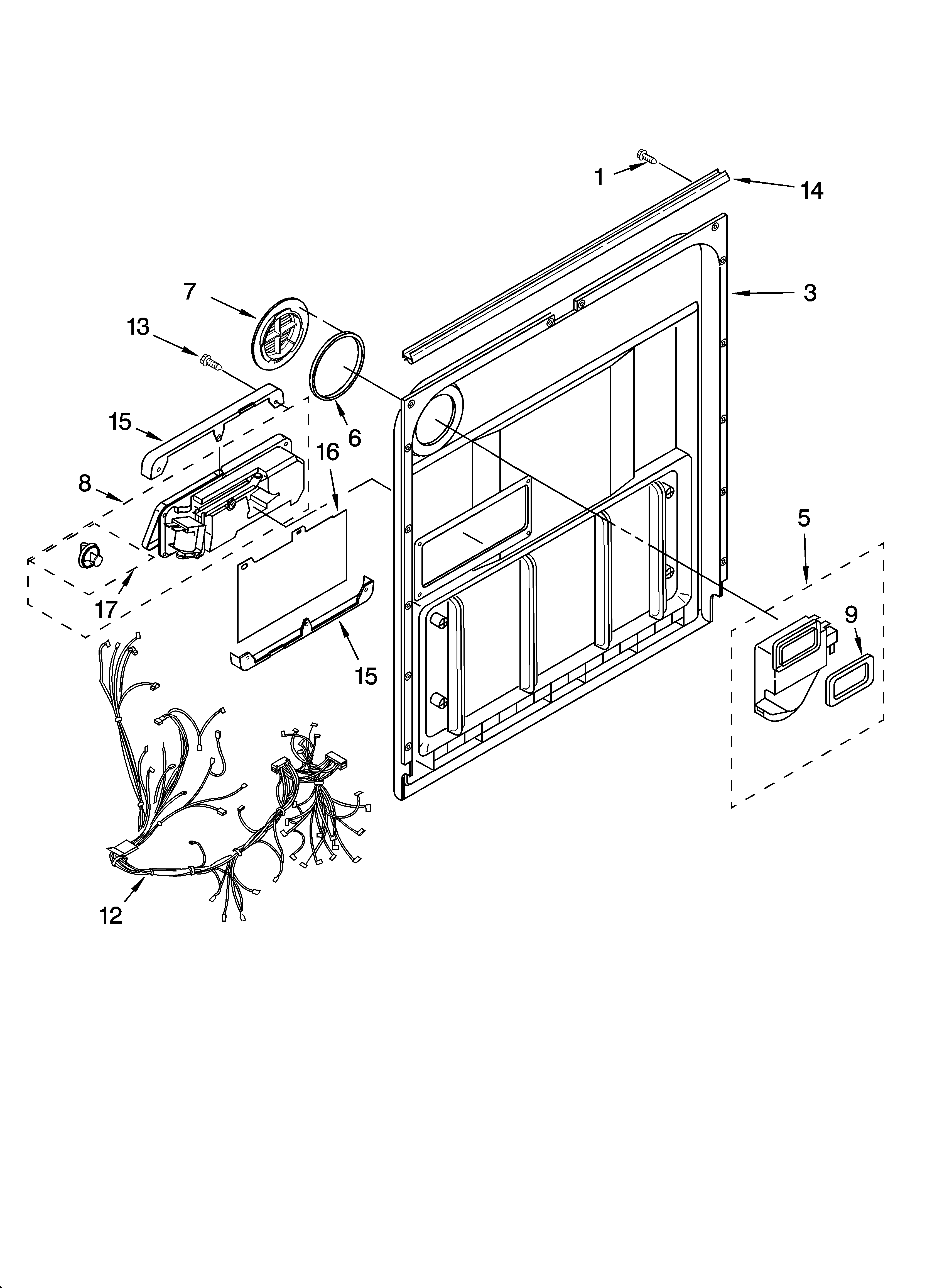 Whirlpool DUL240XTPB3 door and latch parts diagram