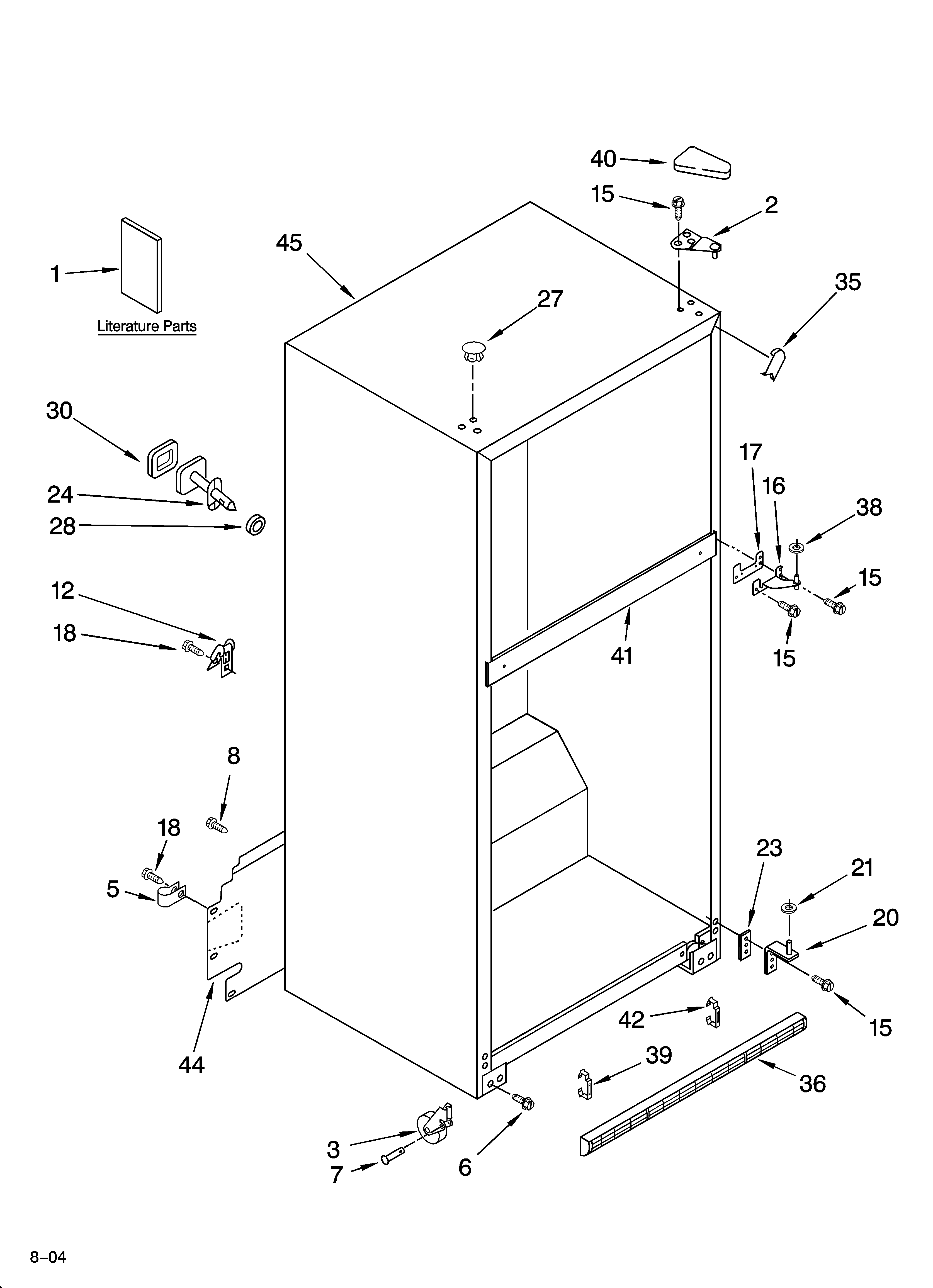 Whirlpool ET8MHKXMB00 cabinet parts diagram
