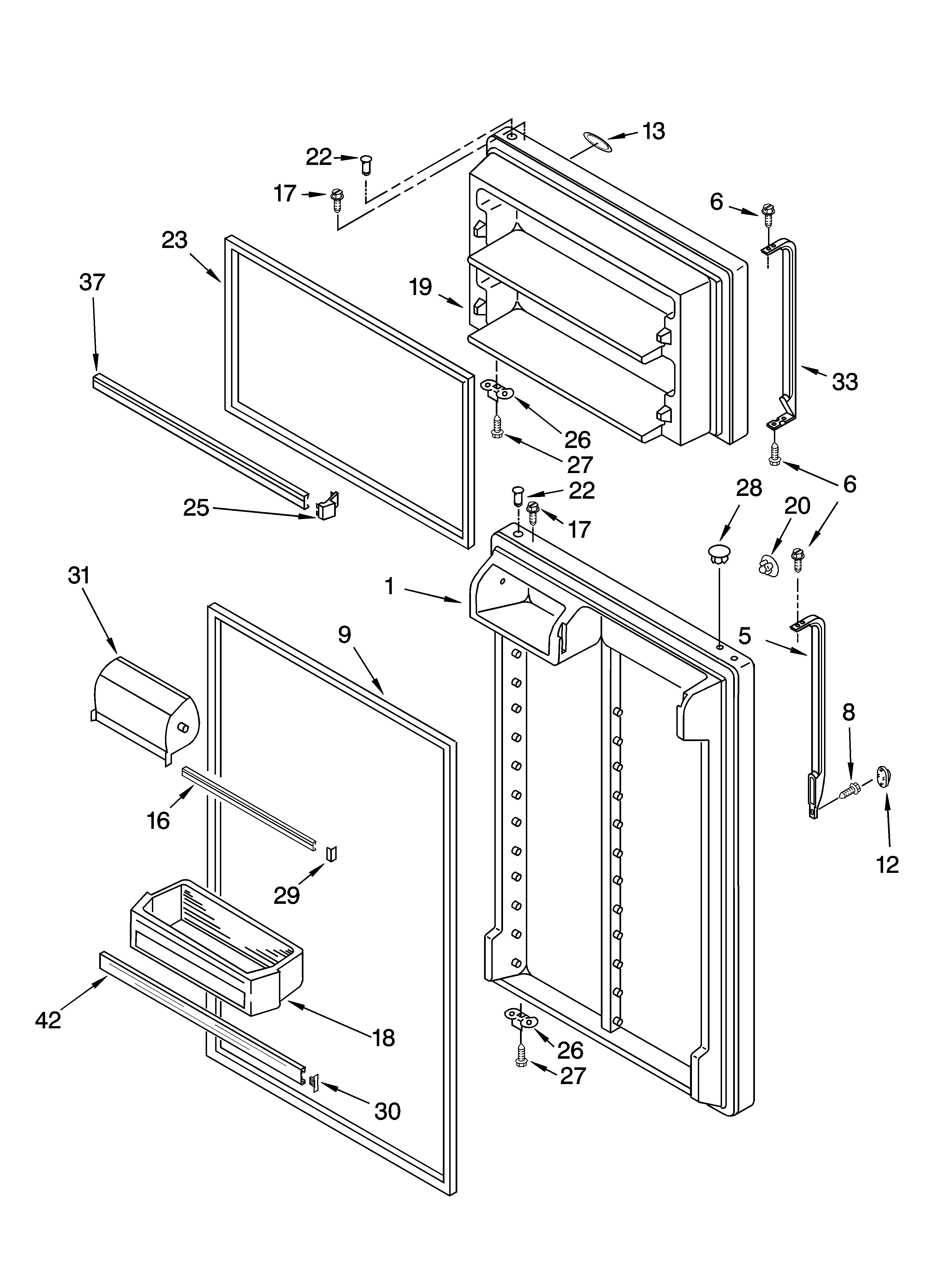 Whirlpool ET8MHKXMB00 door parts diagram