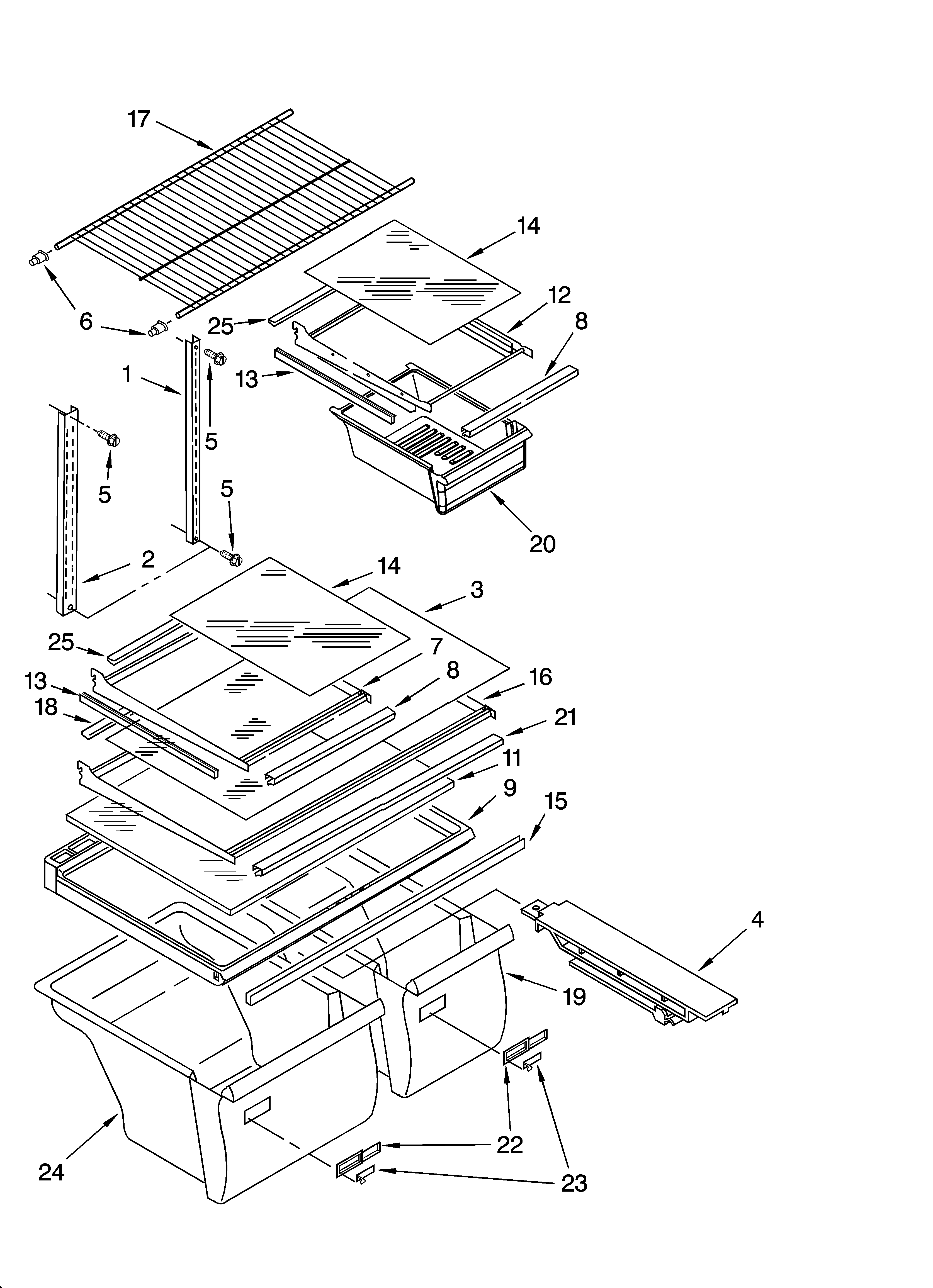 Whirlpool ET8MHKXMB00 shelf parts, optional parts diagram