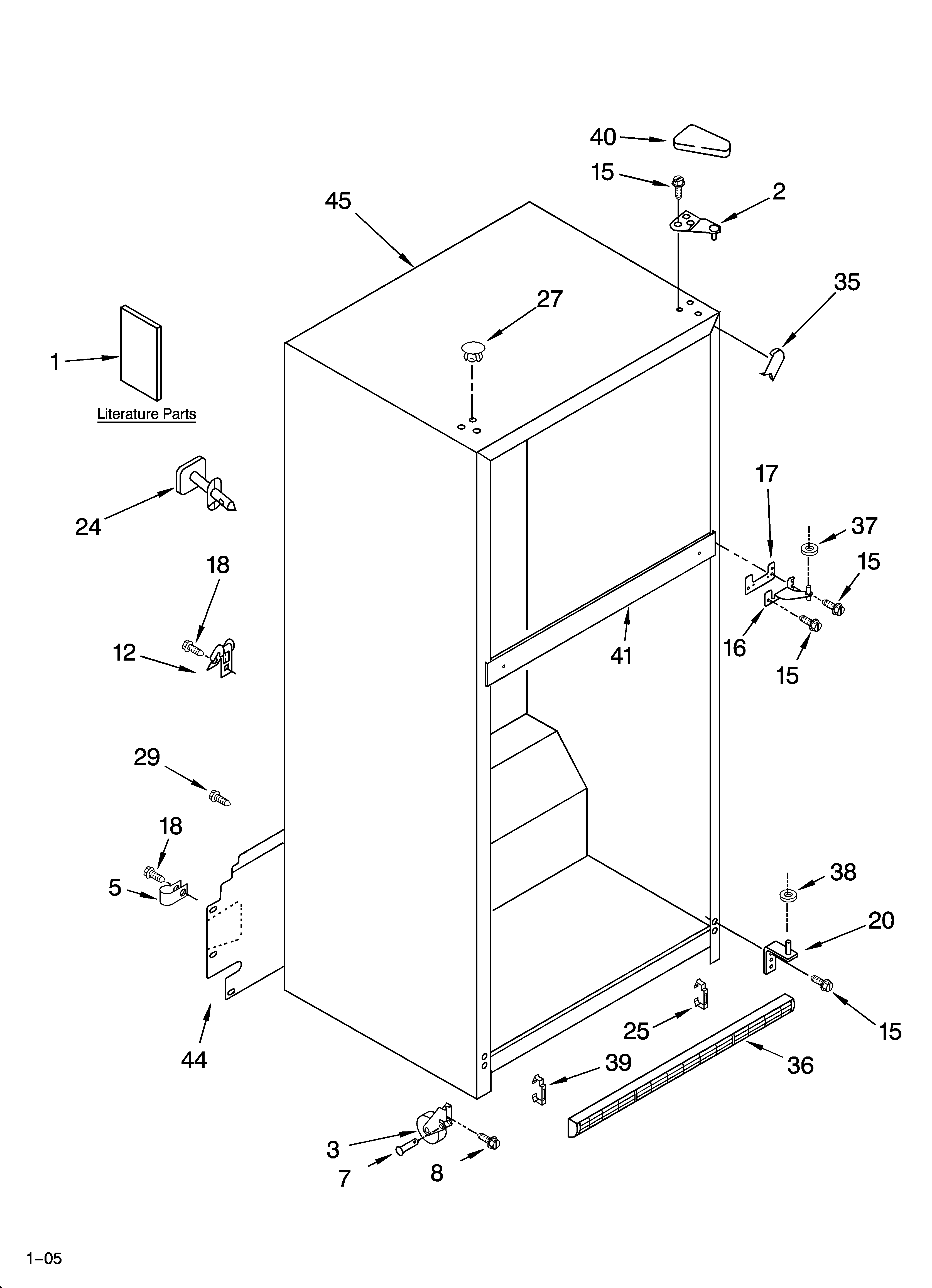 Whirlpool ET8WTKXKQ08 cabinet parts diagram