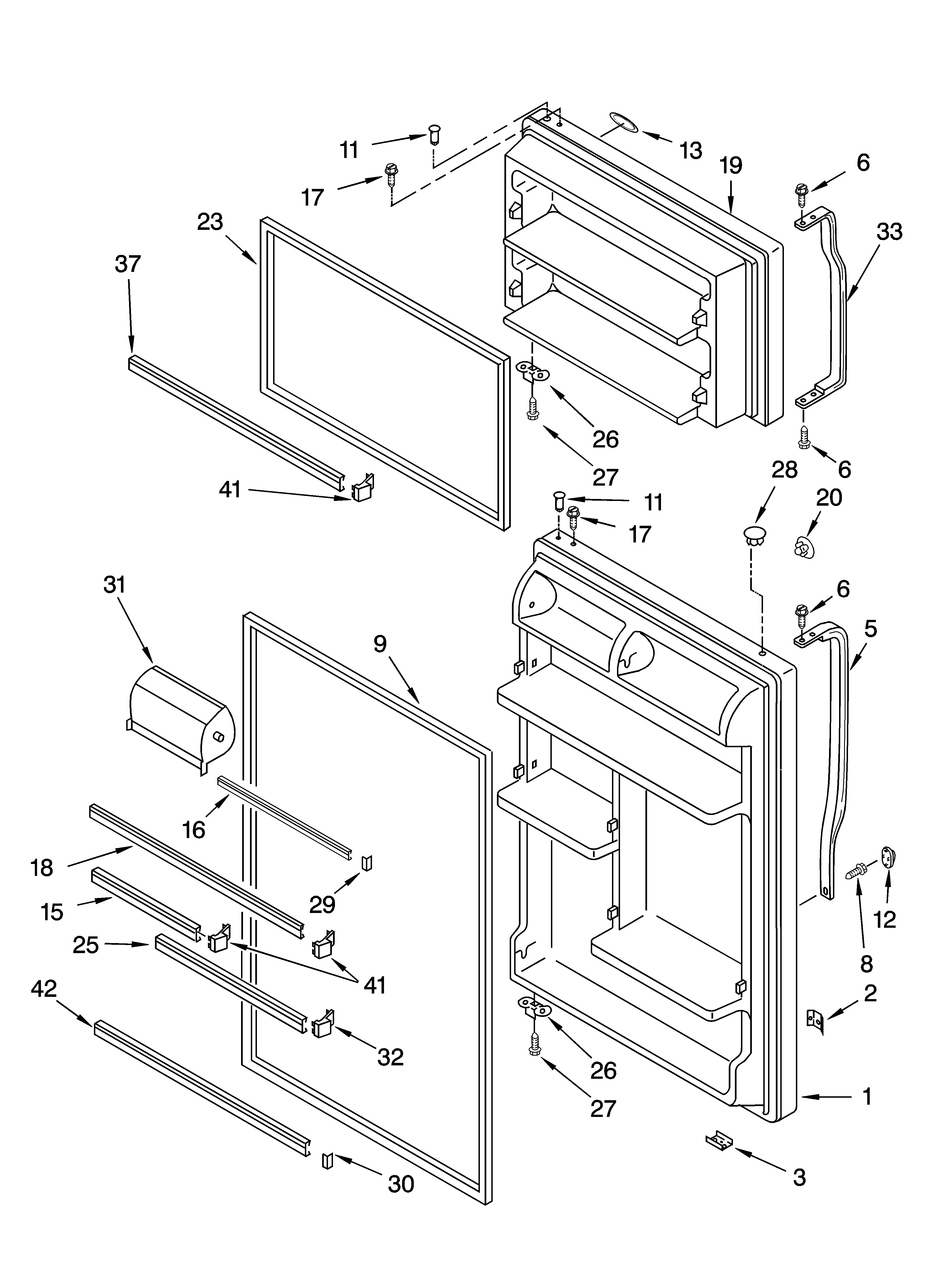 Whirlpool ET8WTKXKQ08 door parts diagram