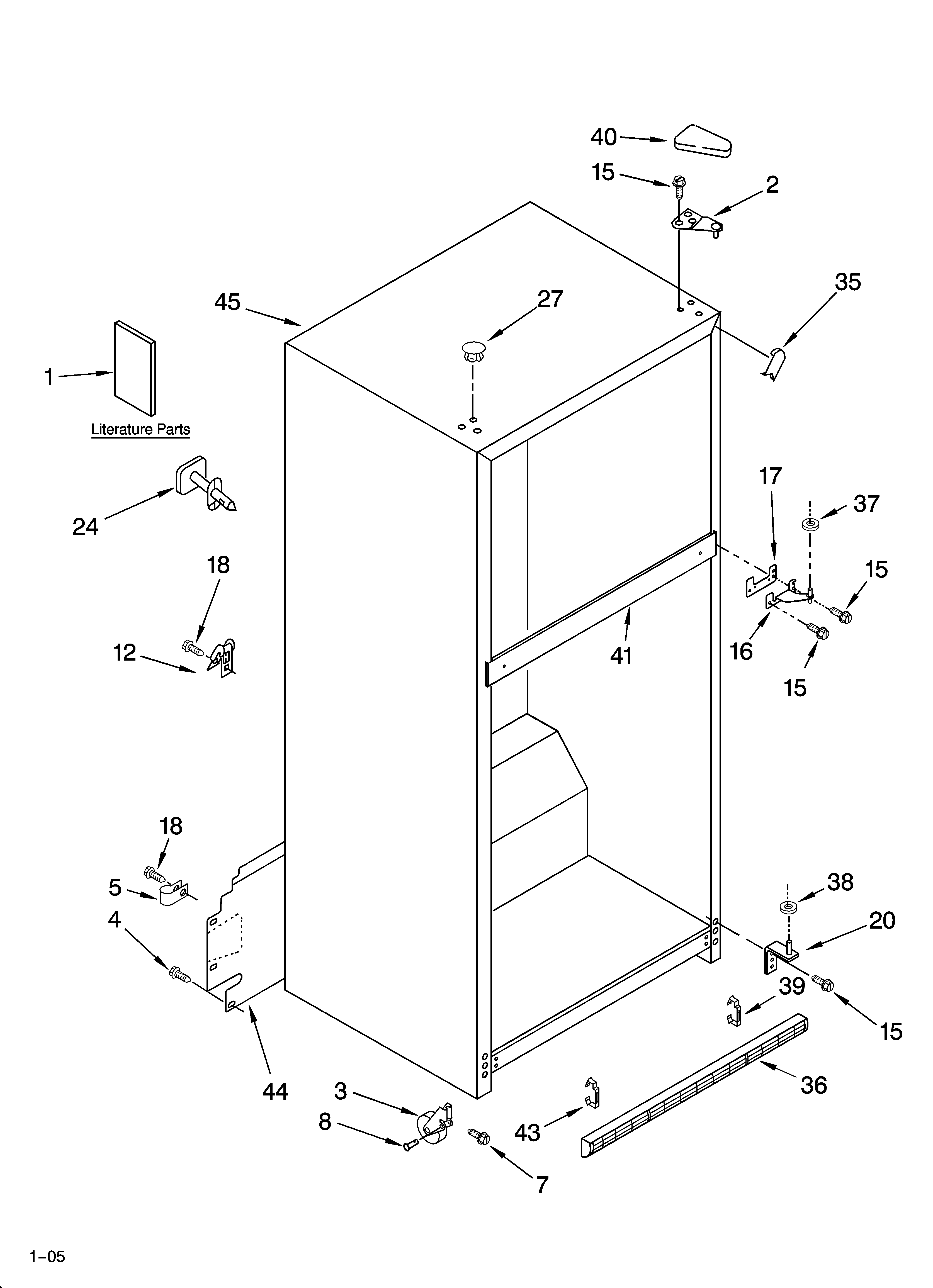 Whirlpool ET8WTMXKT07 cabinet parts diagram