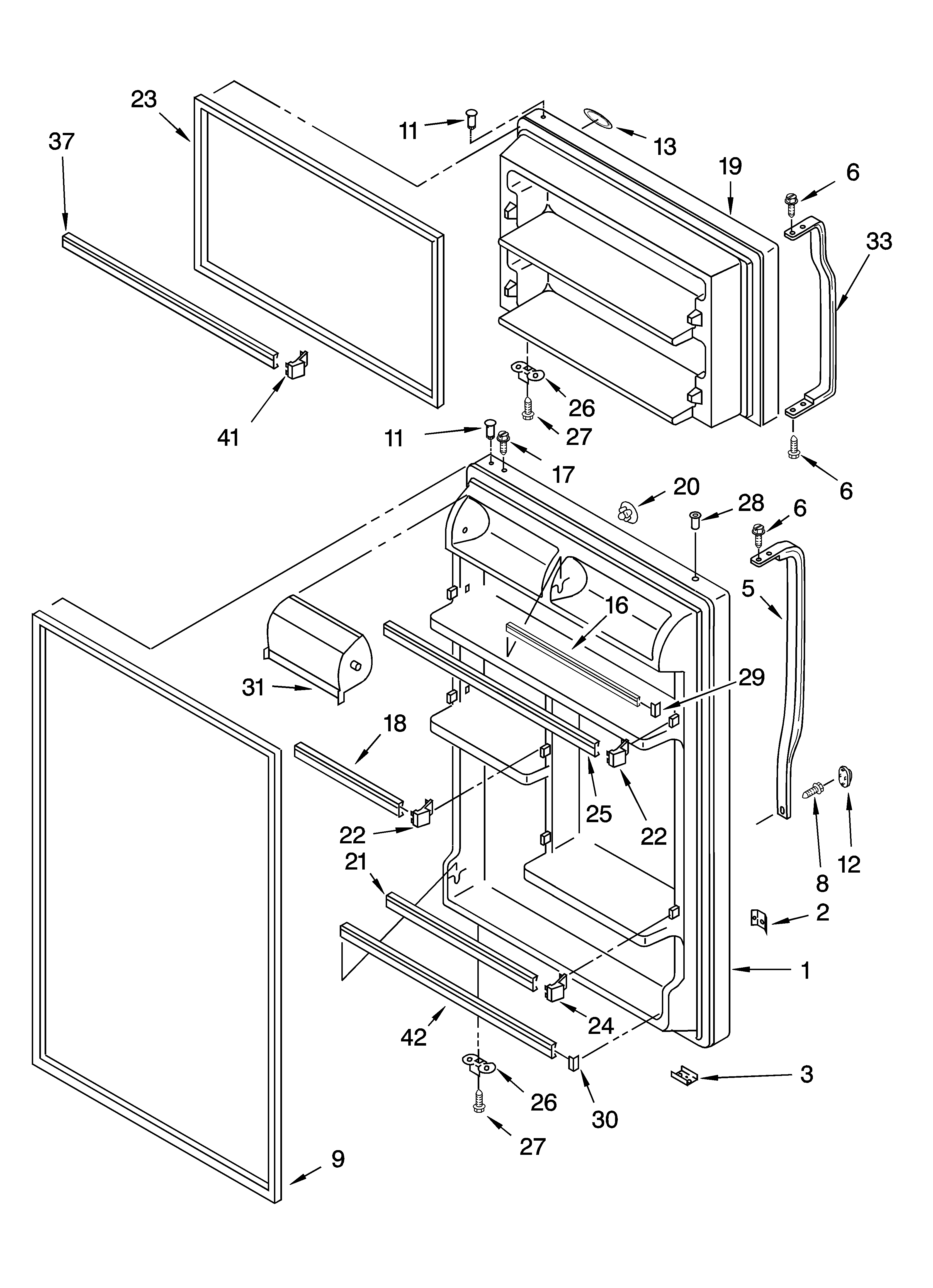 Whirlpool ET8WTMXKT07 door parts diagram