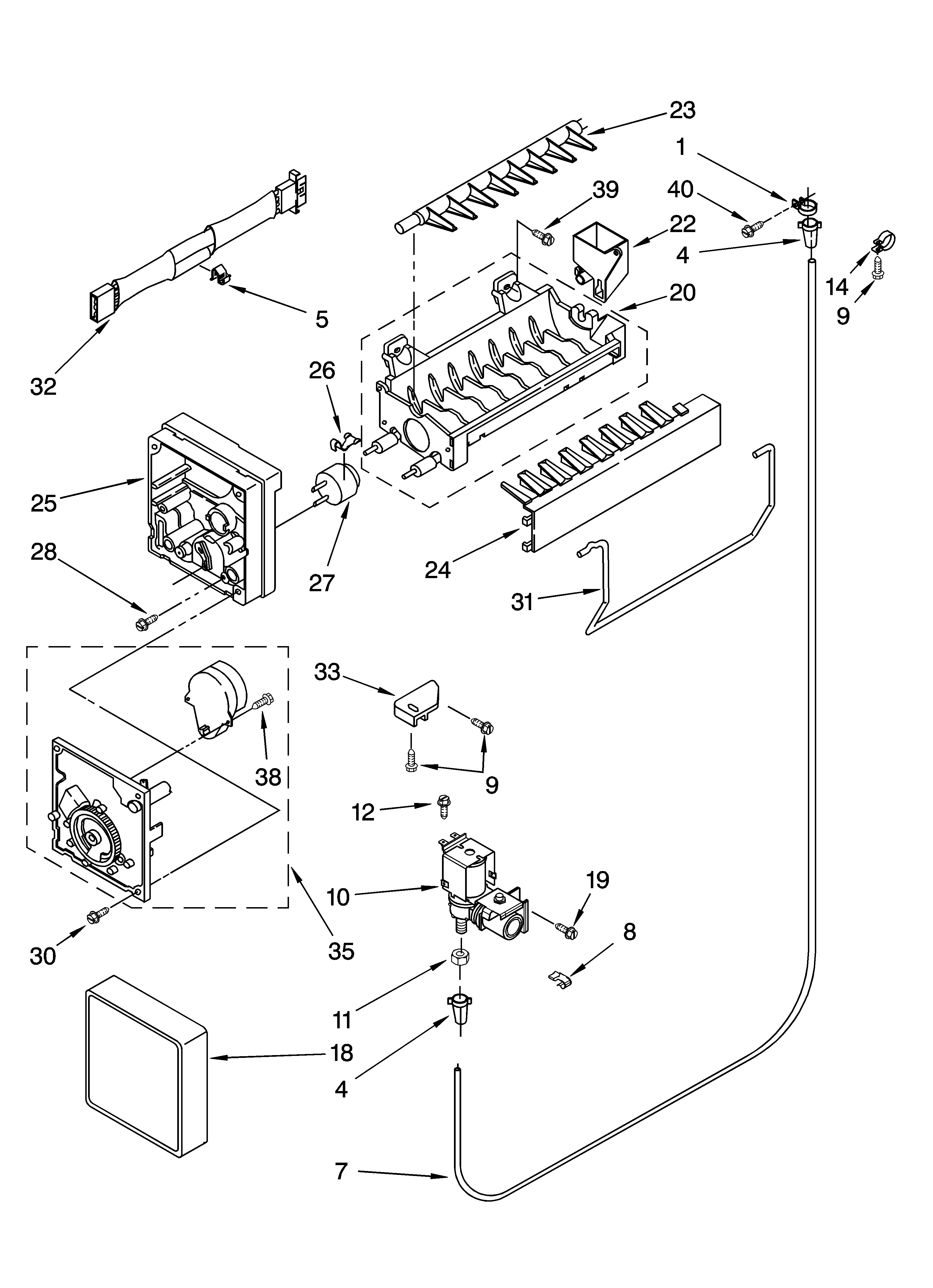 Whirlpool ET8WTMXKT07 icemaker parts diagram