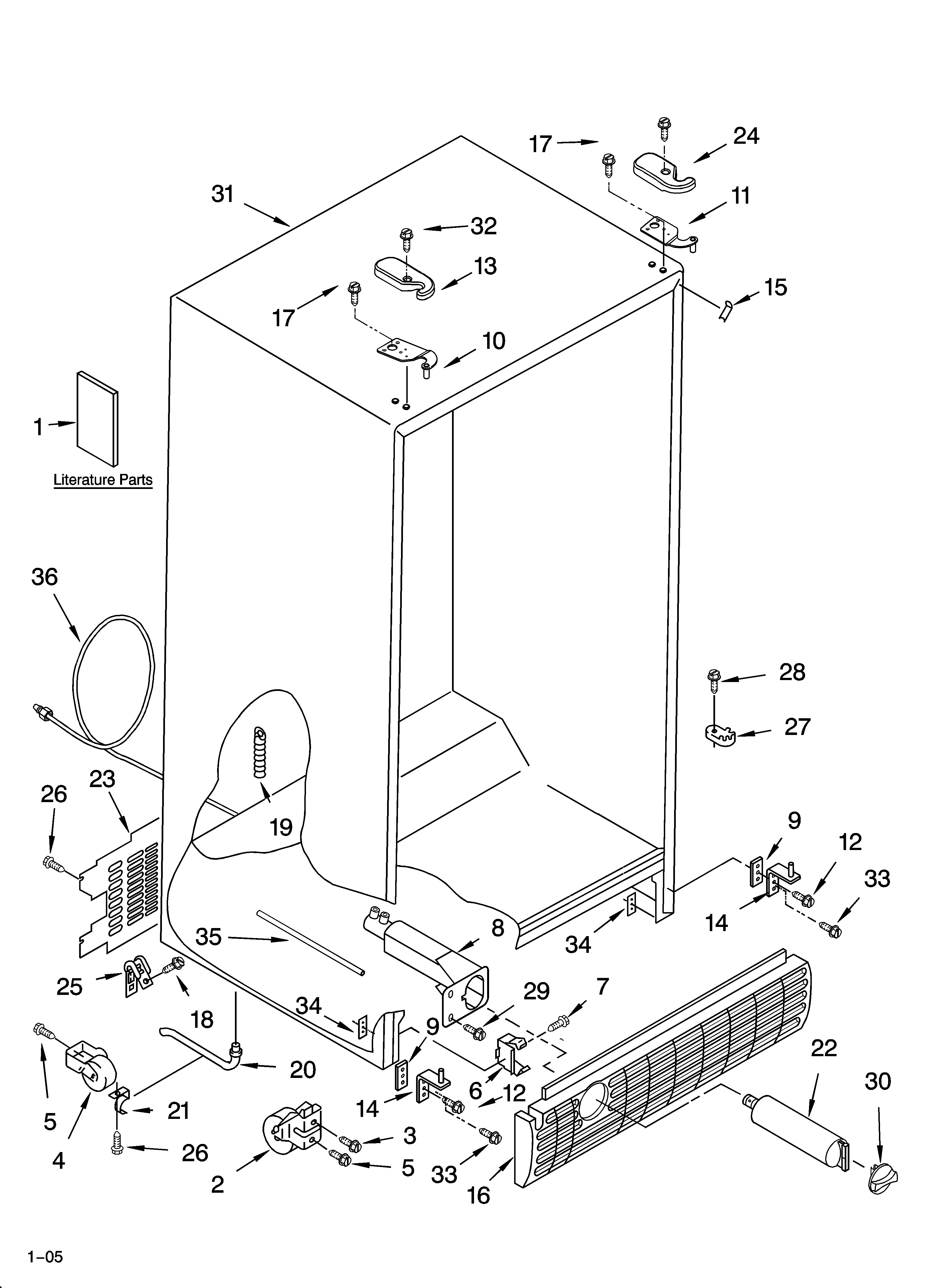 Whirlpool GS2SHAXNQ01 cabinet parts diagram