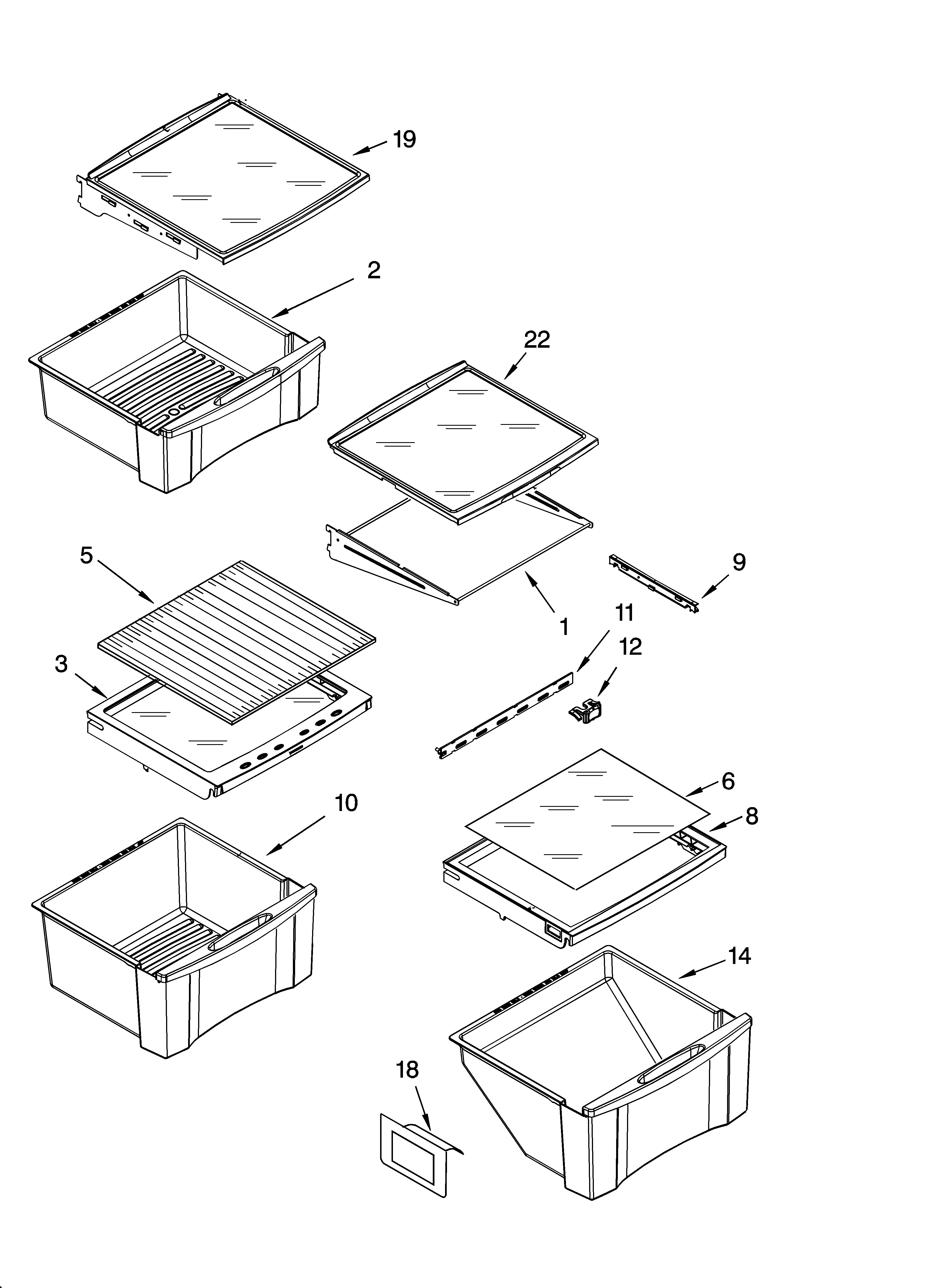 Whirlpool GS2SHAXNQ01 refrigerator shelf parts diagram