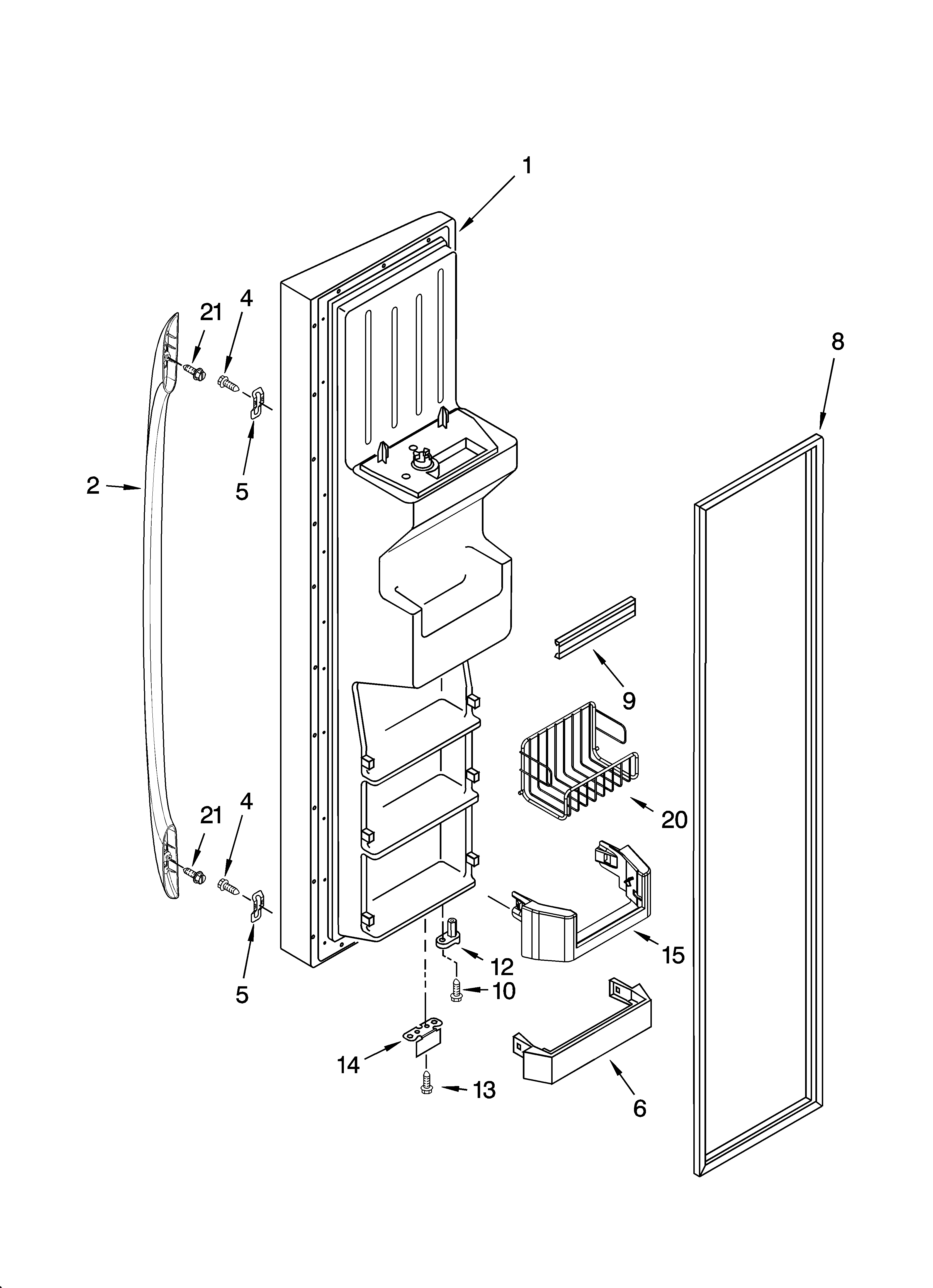 Whirlpool GS2SHAXNQ01 freezer door parts diagram