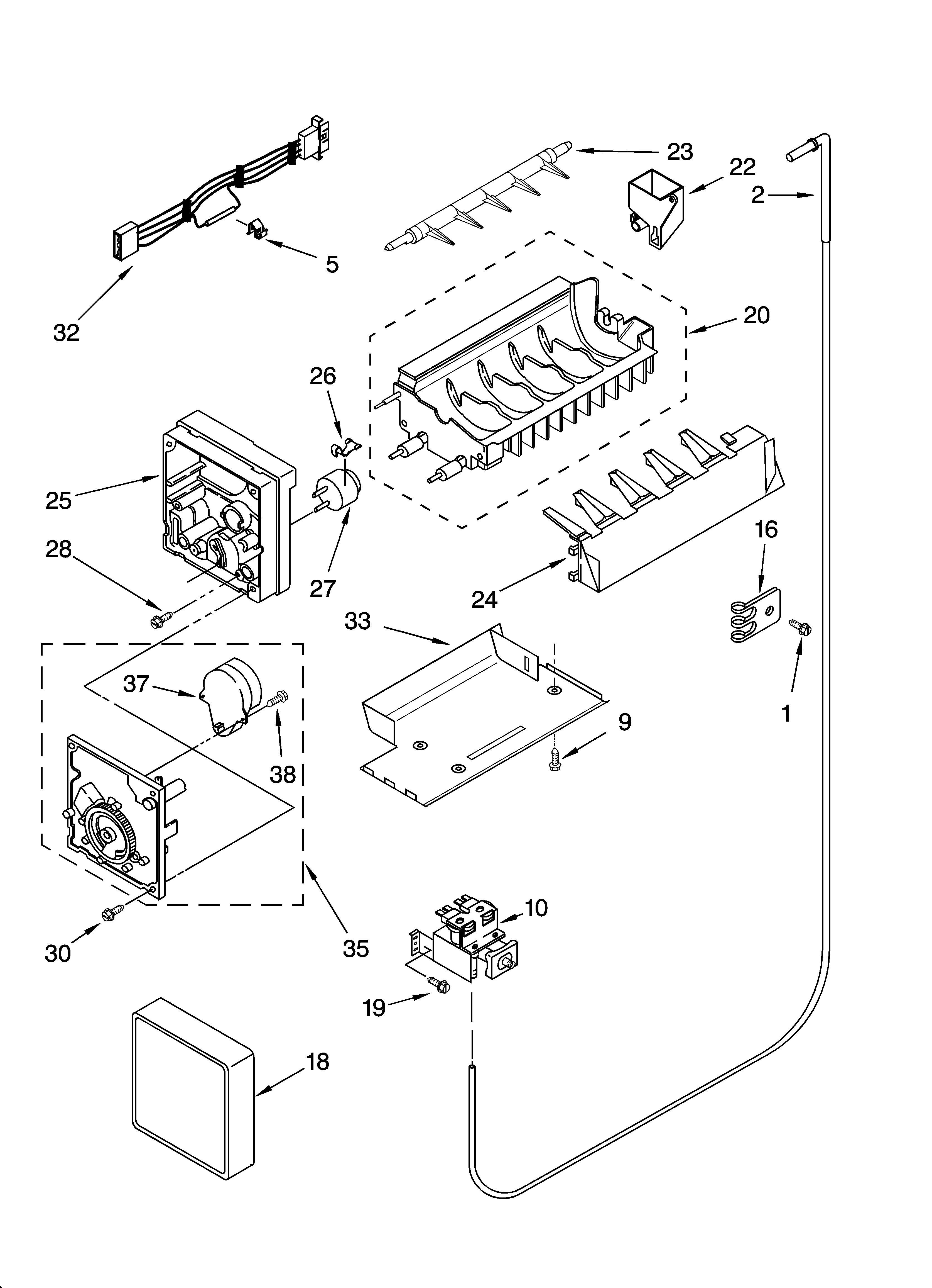 Whirlpool GS2SHAXNQ01 icemaker parts diagram