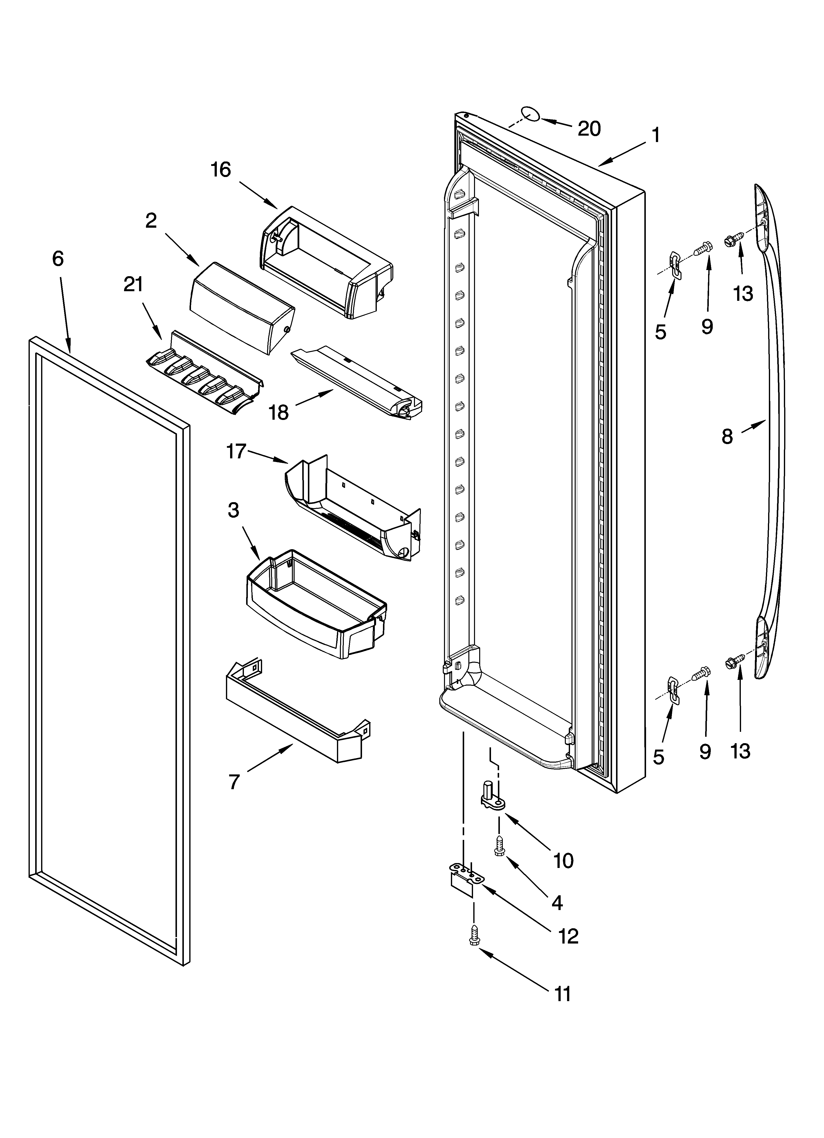 Whirlpool GS5SHAXNS01 refrigerator door parts diagram