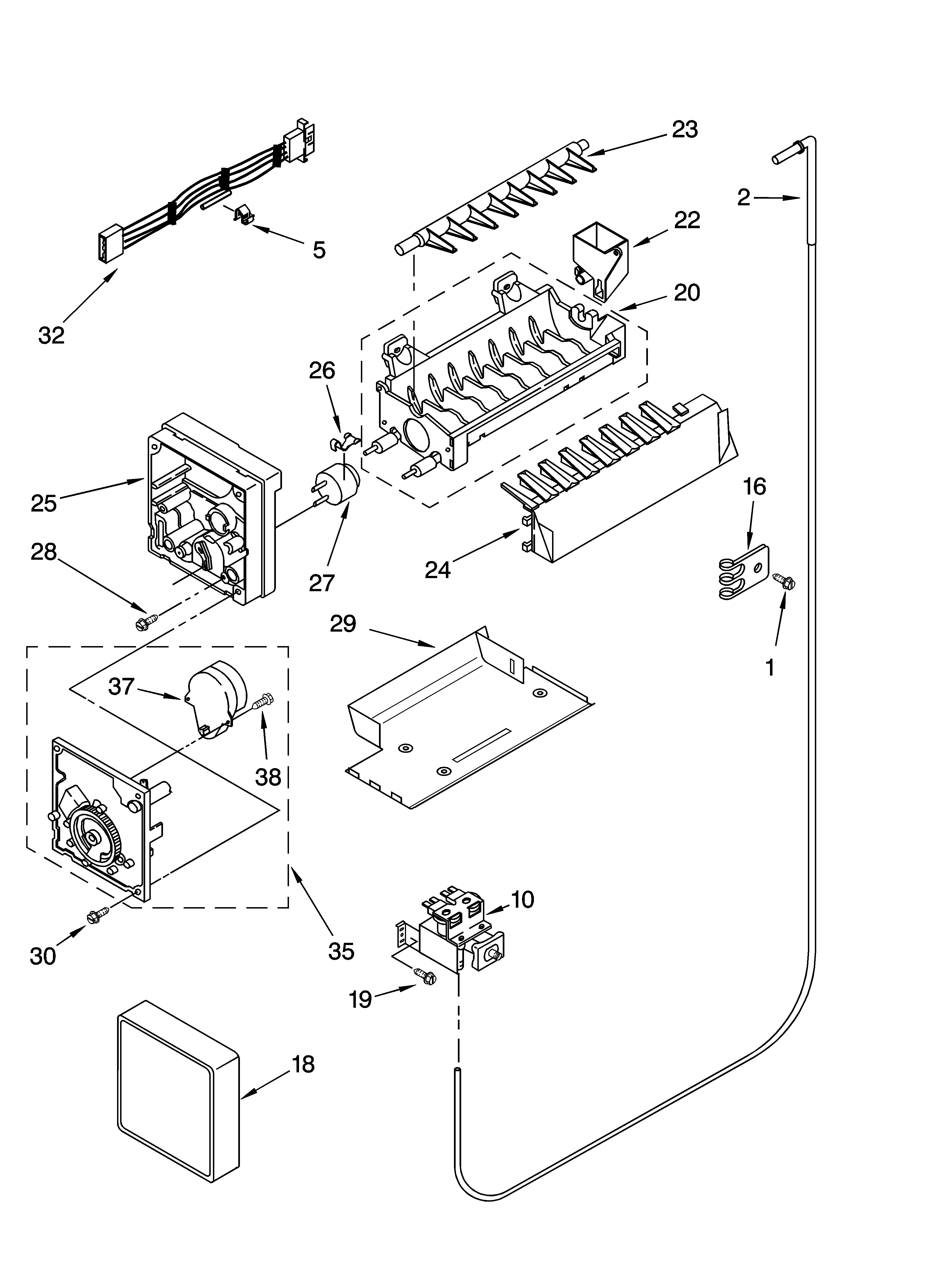 Whirlpool GS5SHAXNS01 icemaker parts, optional parts diagram