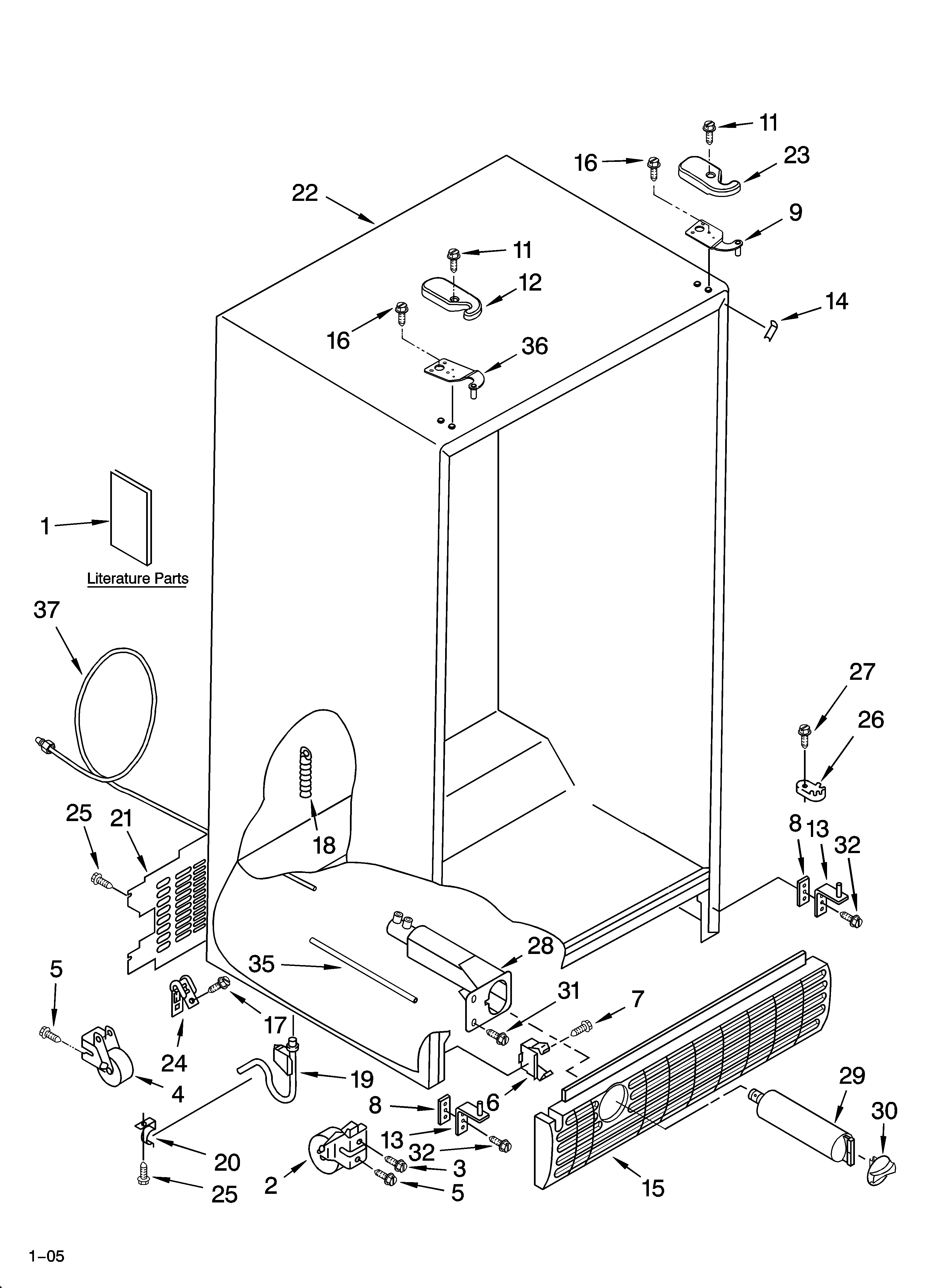 Whirlpool GS6SHEXMB01 cabinet parts diagram