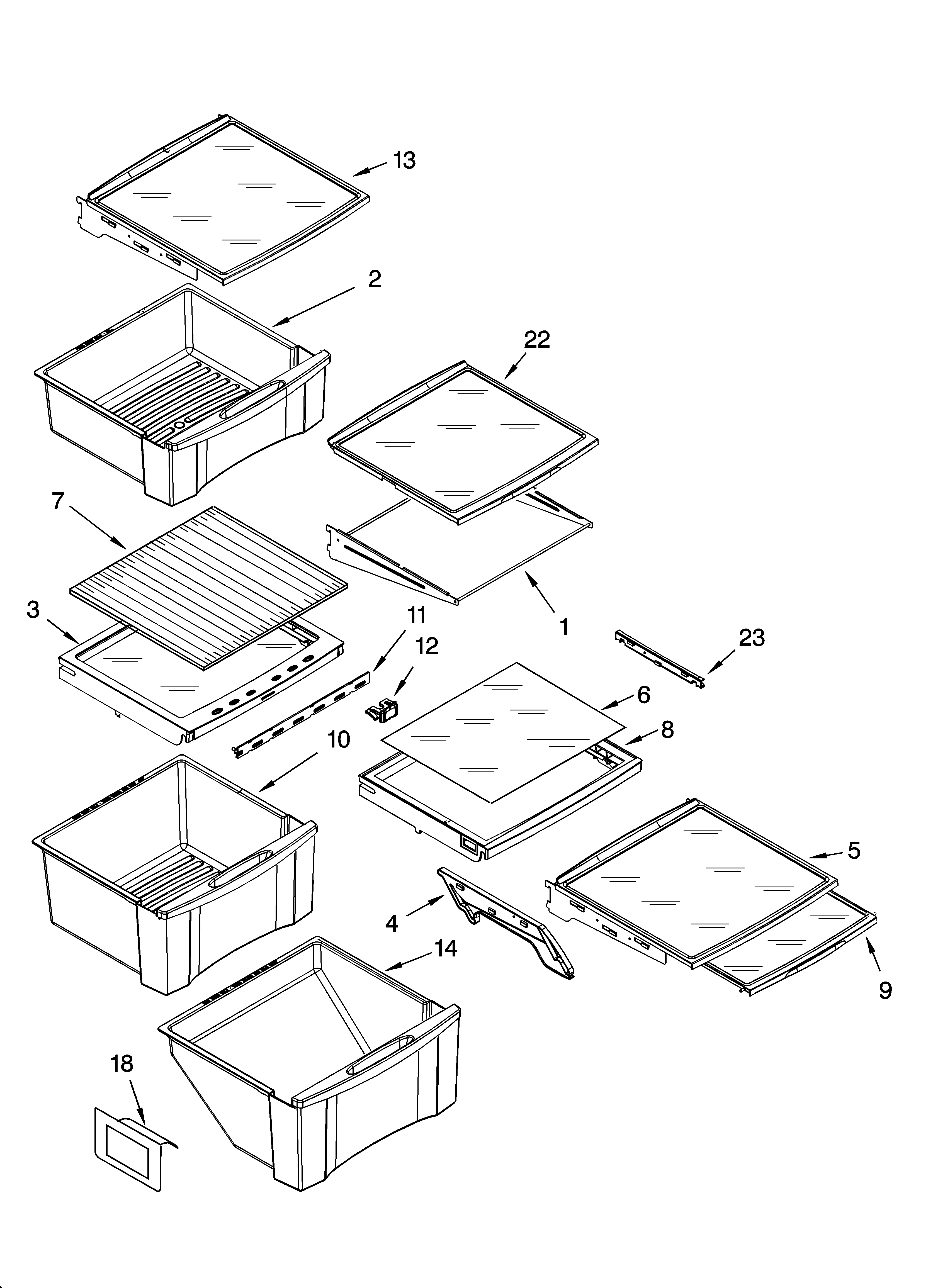 Whirlpool GS6SHEXMB01 refrigerator shelf parts diagram