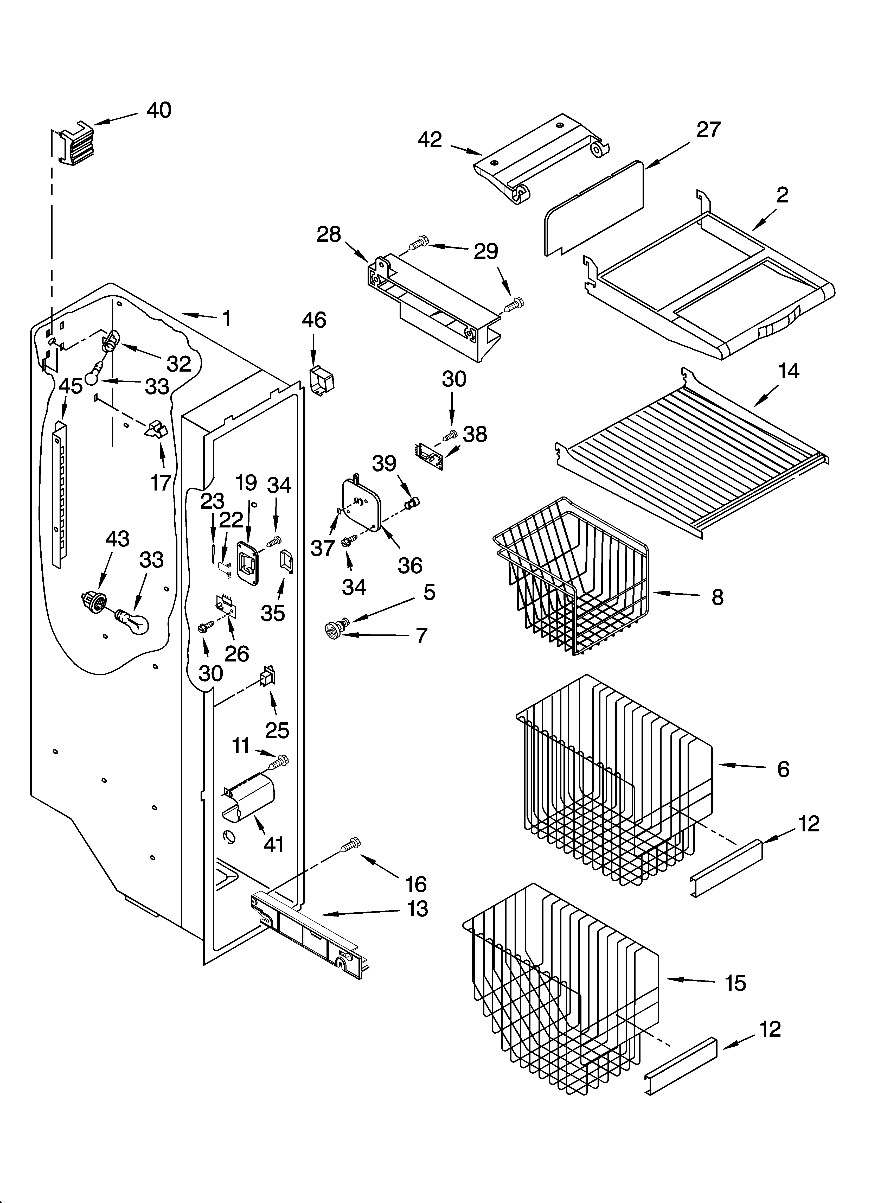 Whirlpool GS6SHEXMB01 freezer liner parts diagram