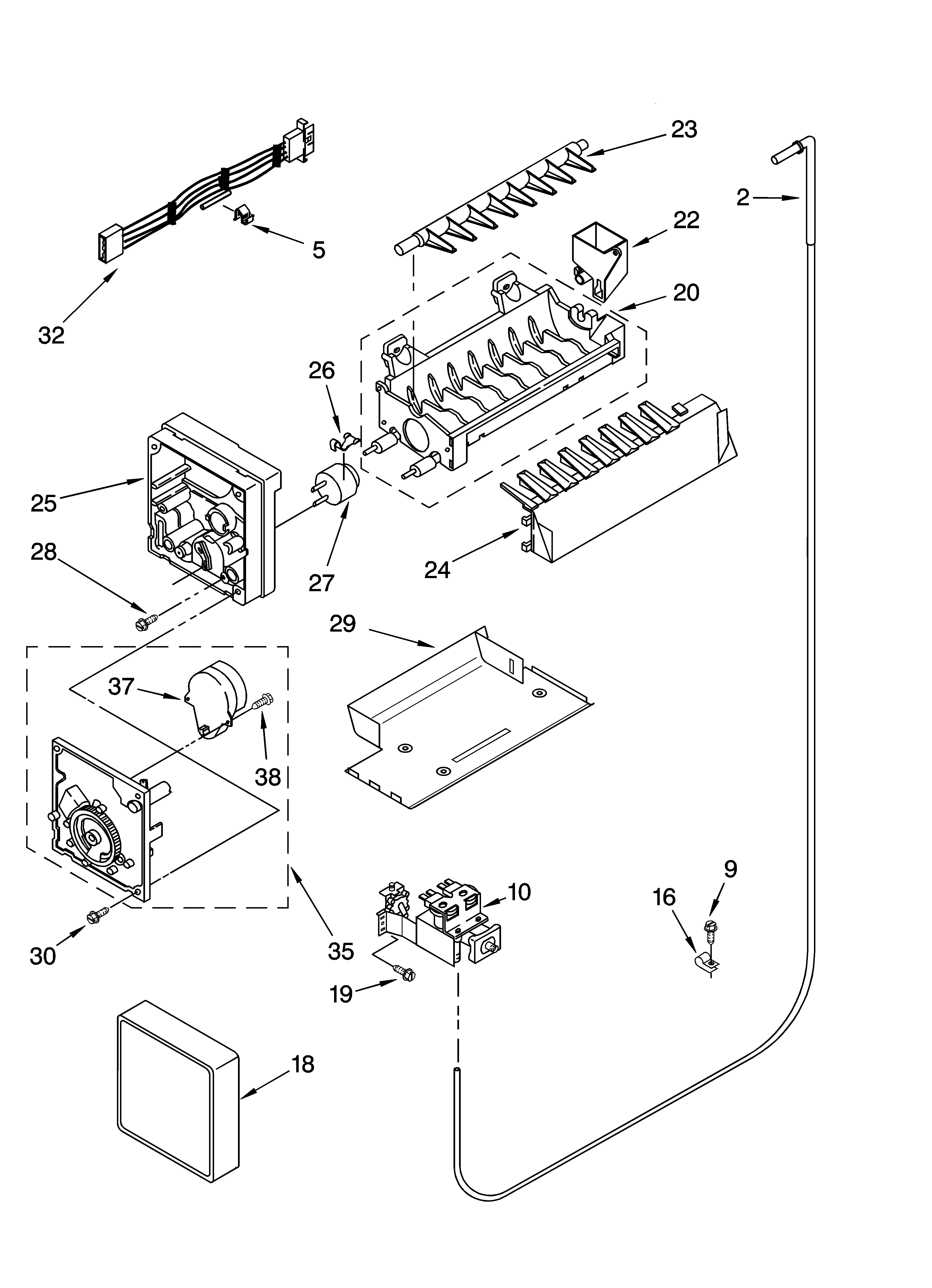 Whirlpool GS6SHEXMB01 icemaker parts, optional parts diagram