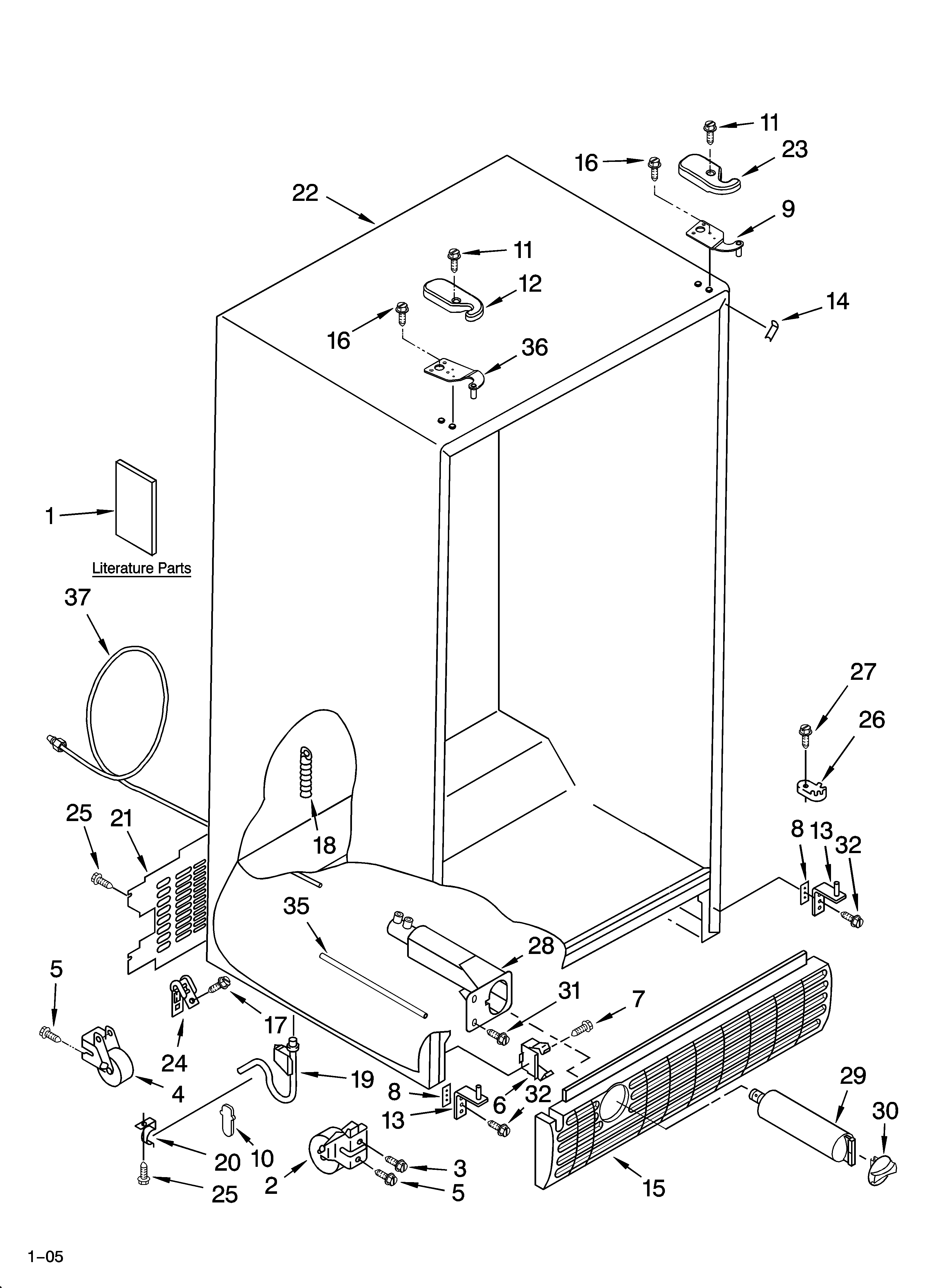 Whirlpool GS6SHEXNL00 cabinet parts diagram