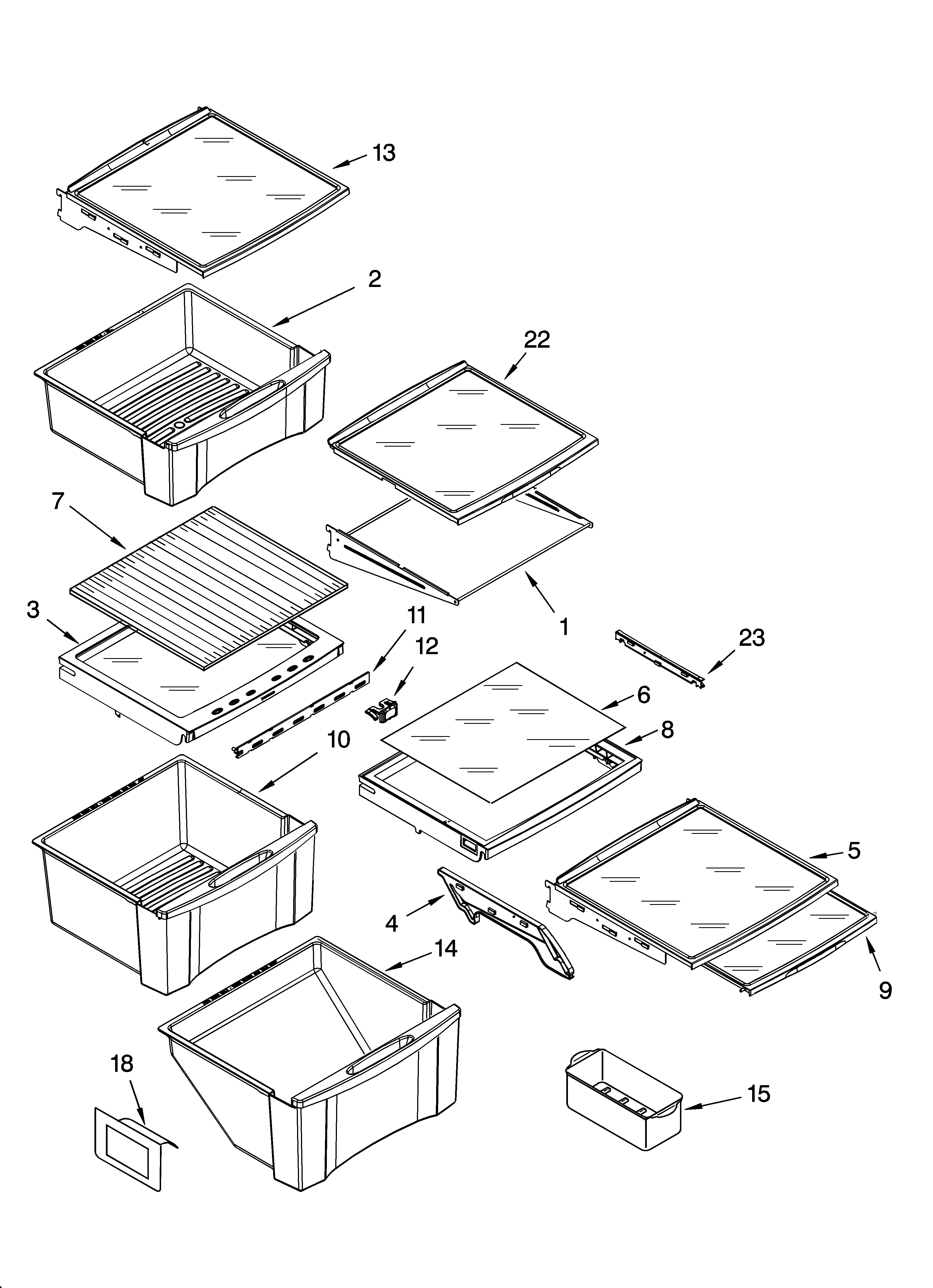 Whirlpool GS6SHEXNL00 refrigerator shelf parts diagram