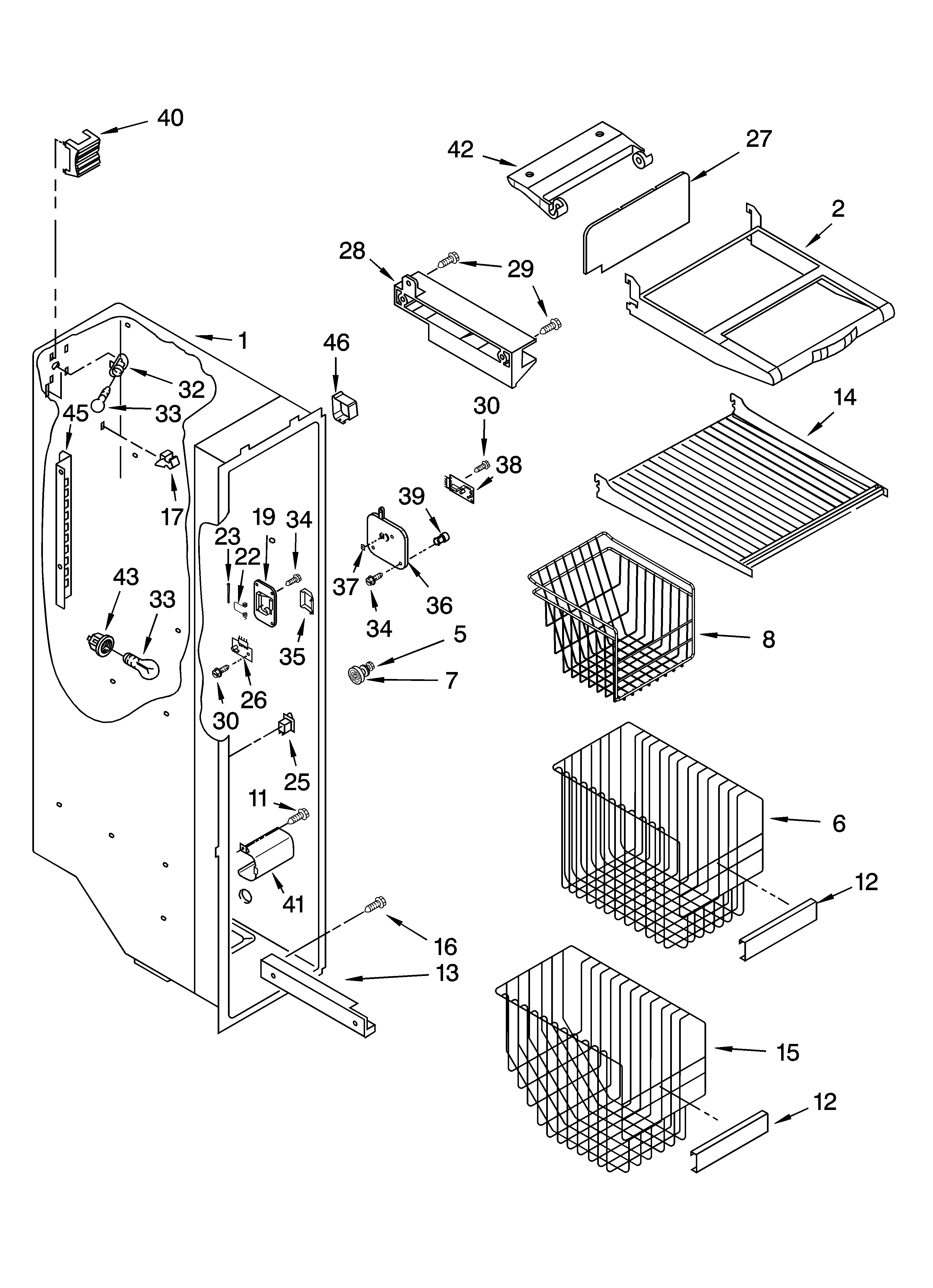 Whirlpool GS6SHEXNL00 freezer liner parts diagram