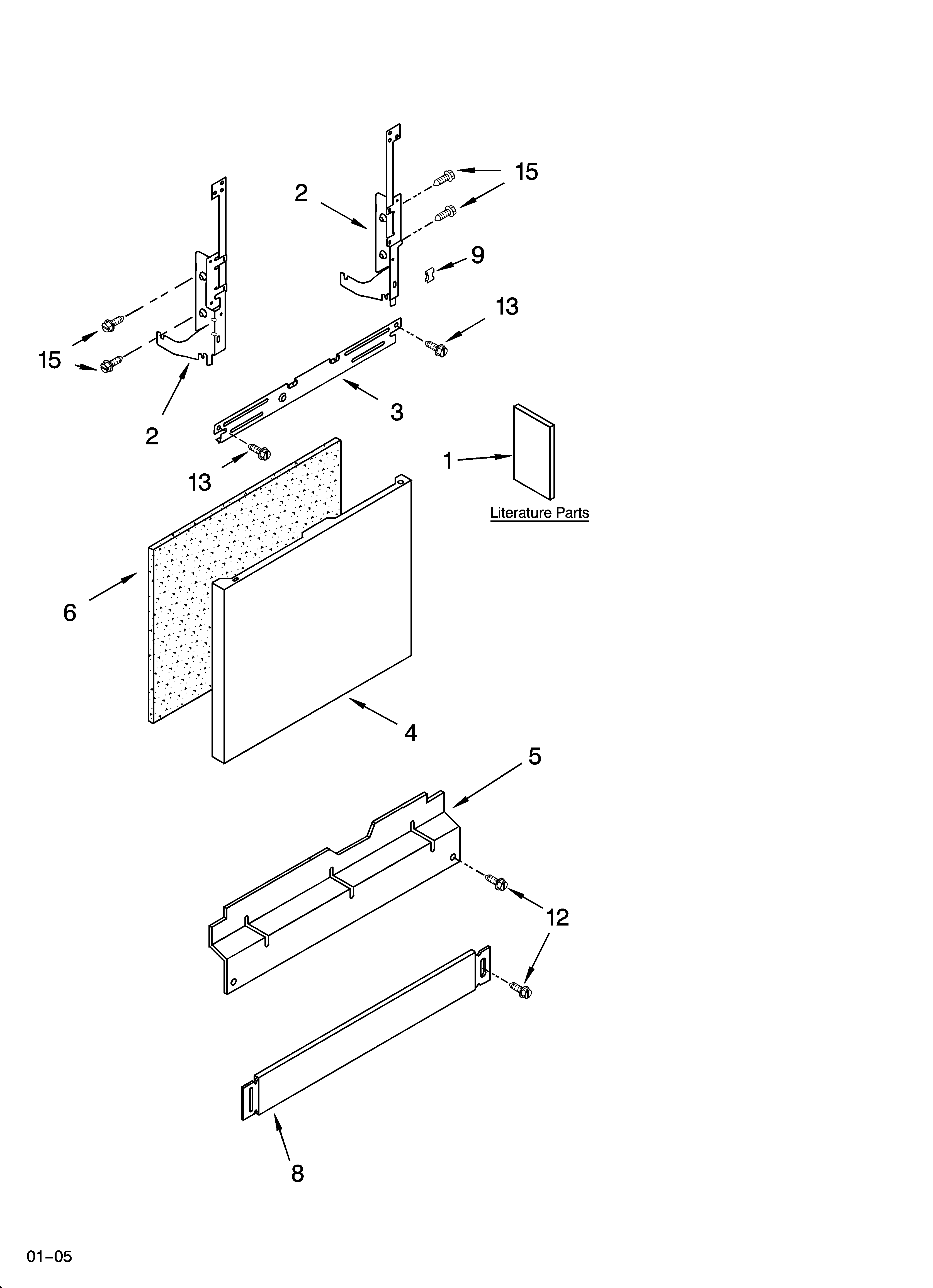 Whirlpool GU1108XTLB1 door and panel parts diagram