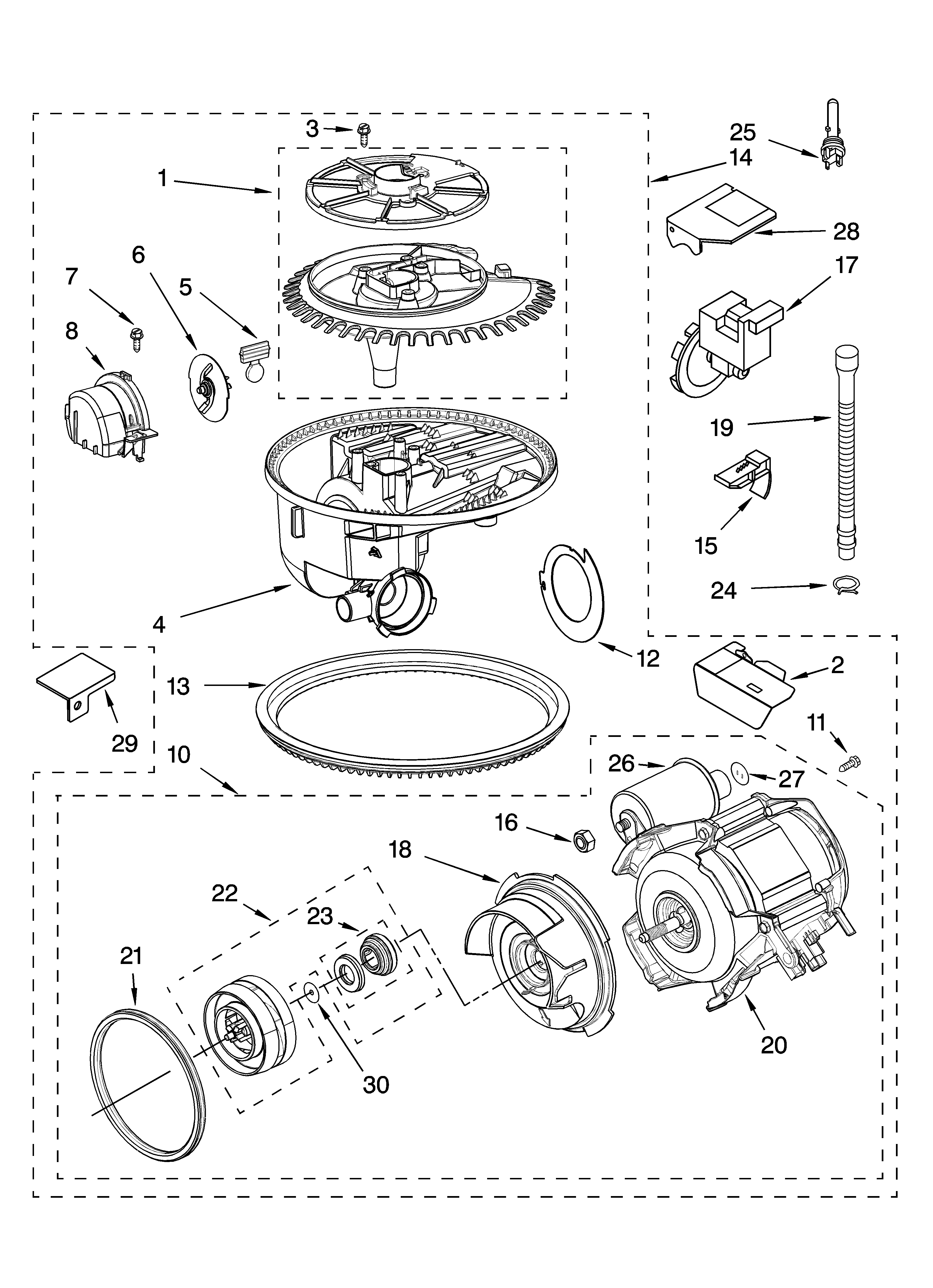 Whirlpool GU1200XTKS0 pump and motor parts diagram