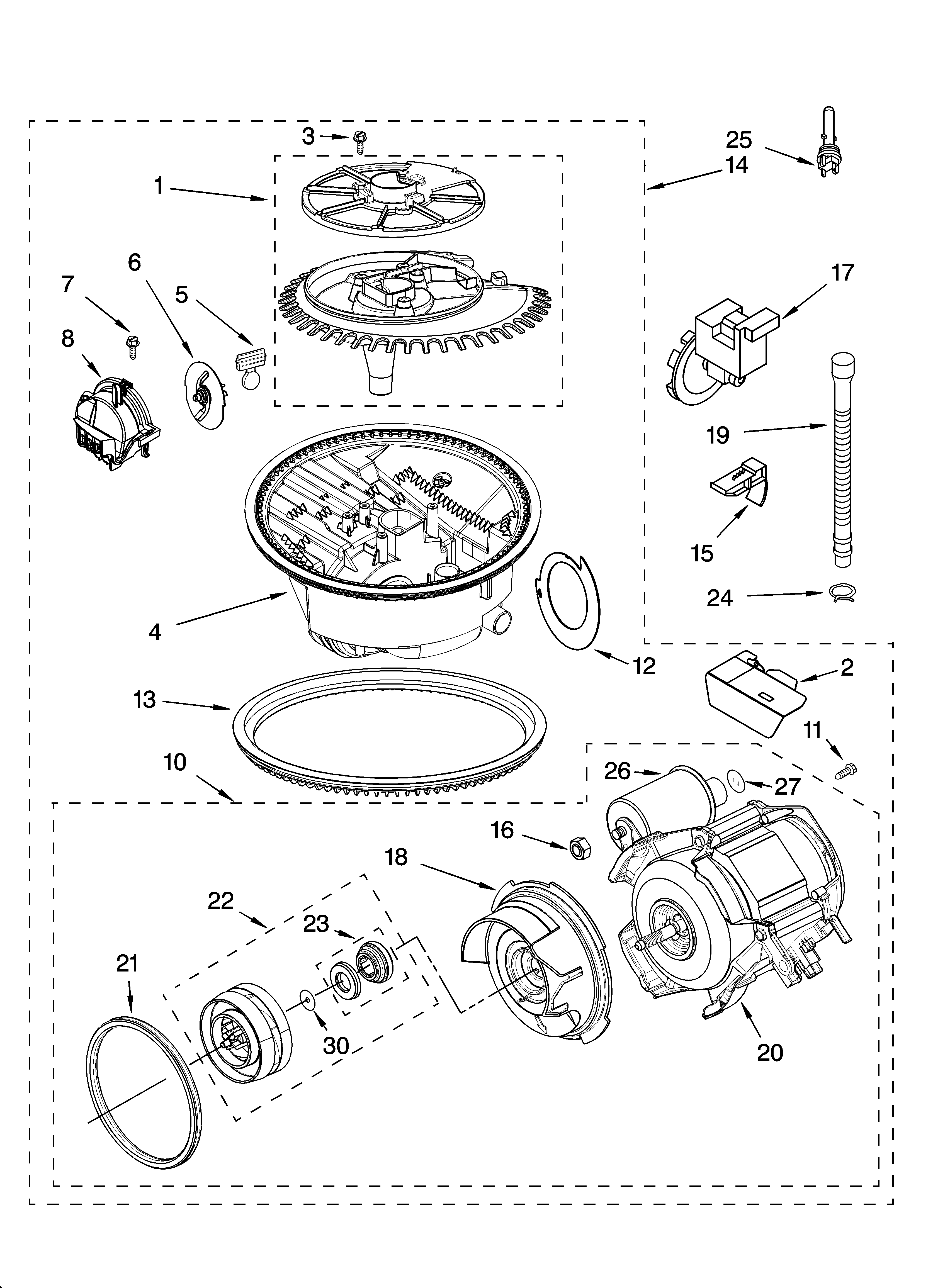 Whirlpool GU1200XTLS1 pump and motor parts diagram