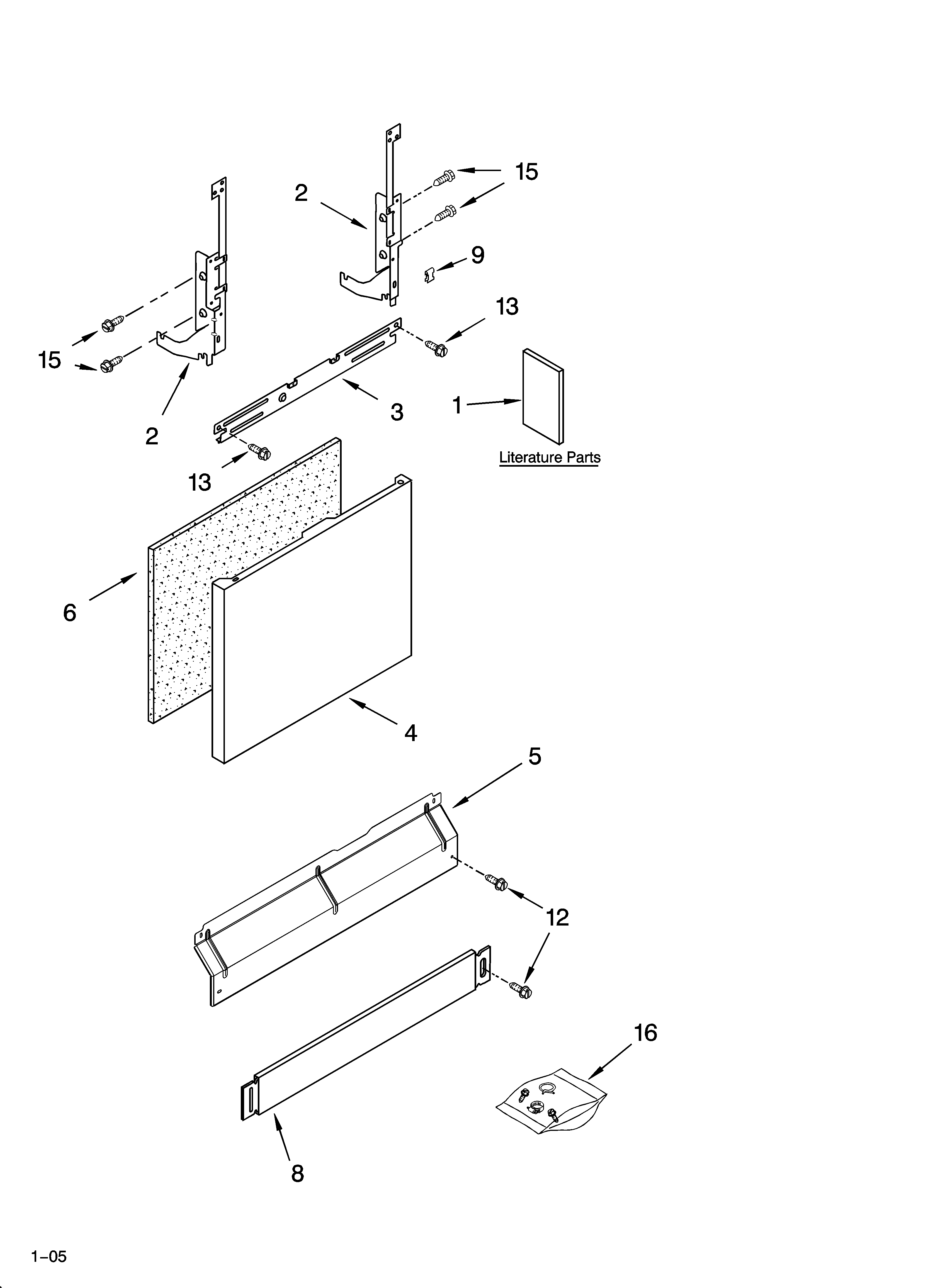 Whirlpool GU1200XTLT3 door and panel parts diagram