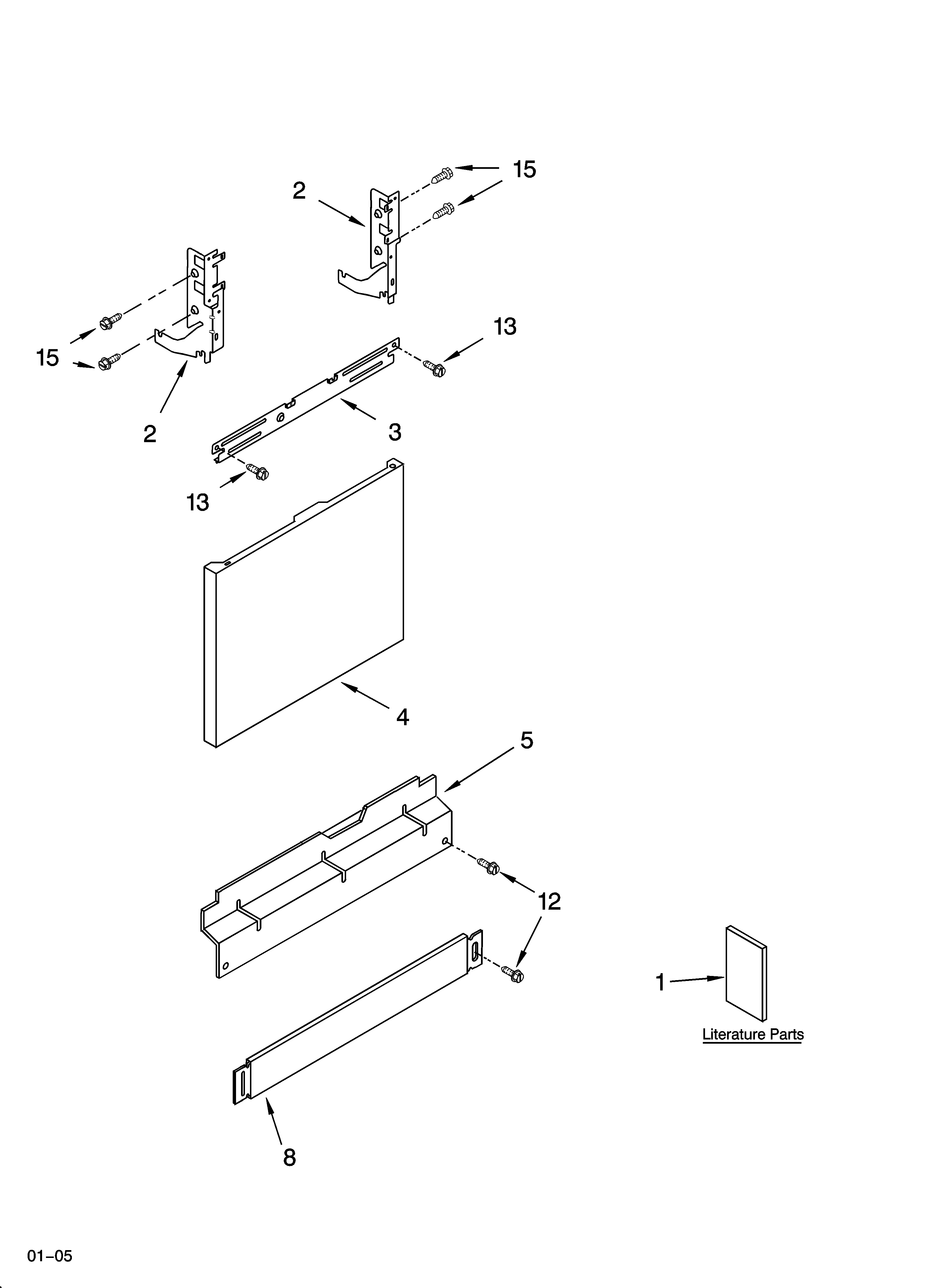 Whirlpool GU2300XTLB1 door and panel parts diagram