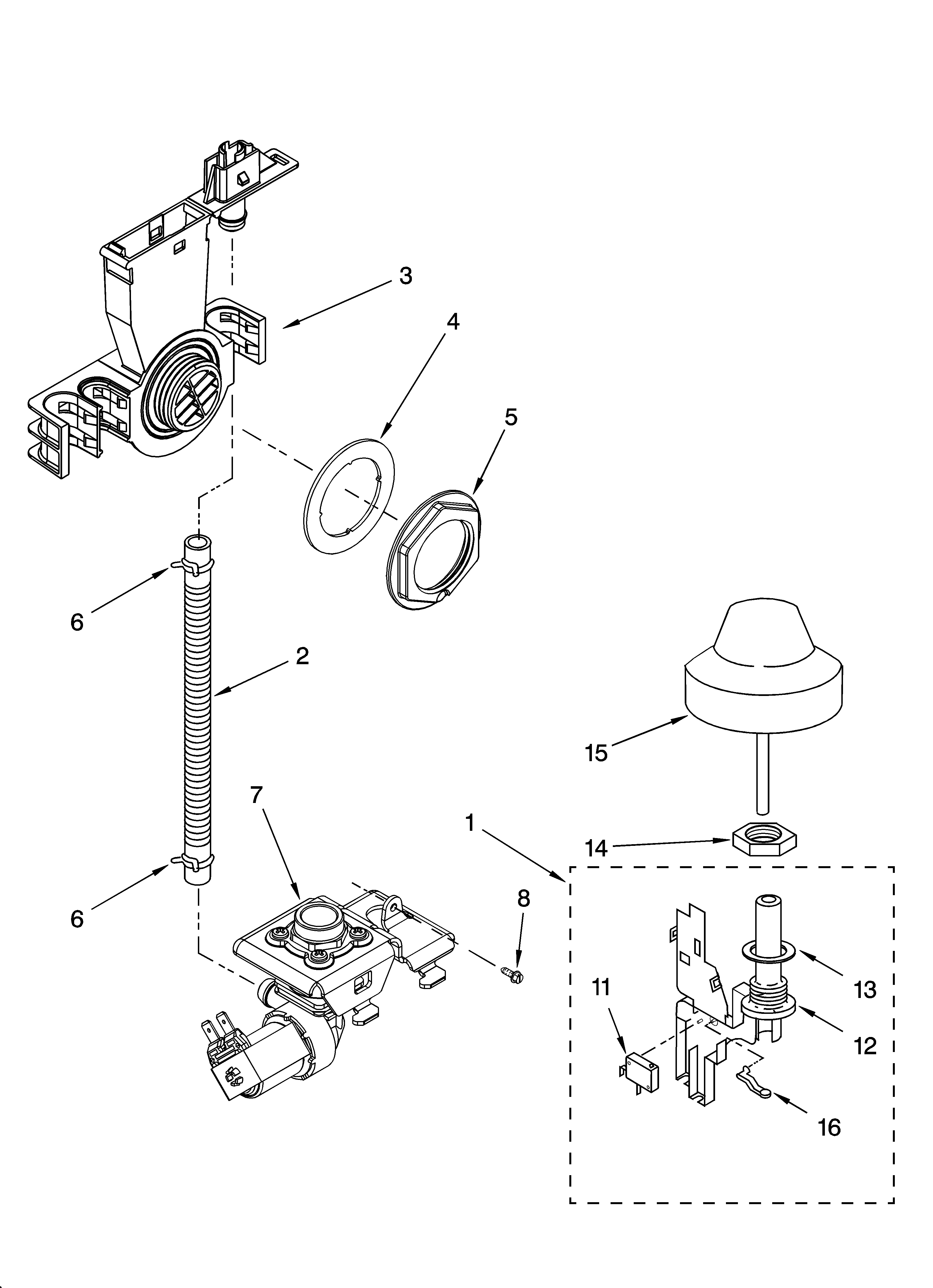 Whirlpool GU2300XTLB2 fill and overfill parts diagram
